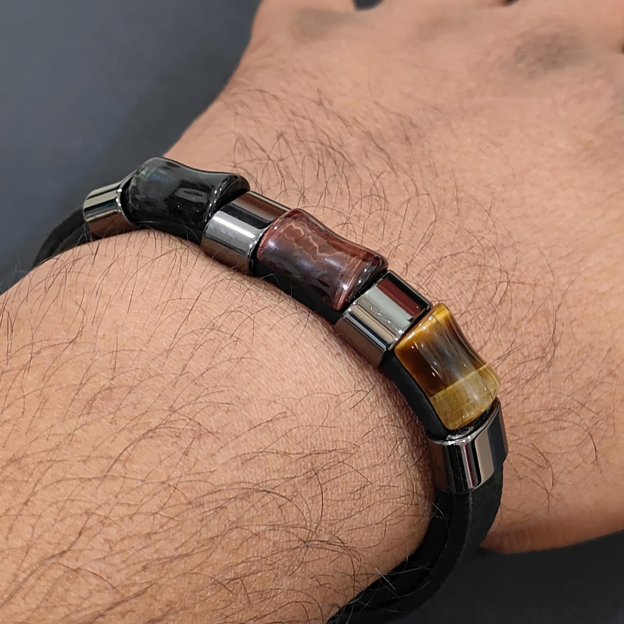 Men’s Stone & Leather Bracelet