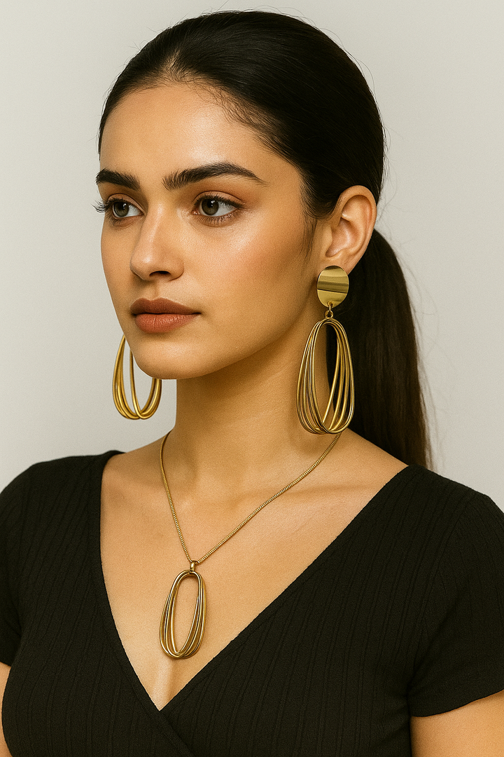 Chic Multi-Hoop Drop Necklace Set