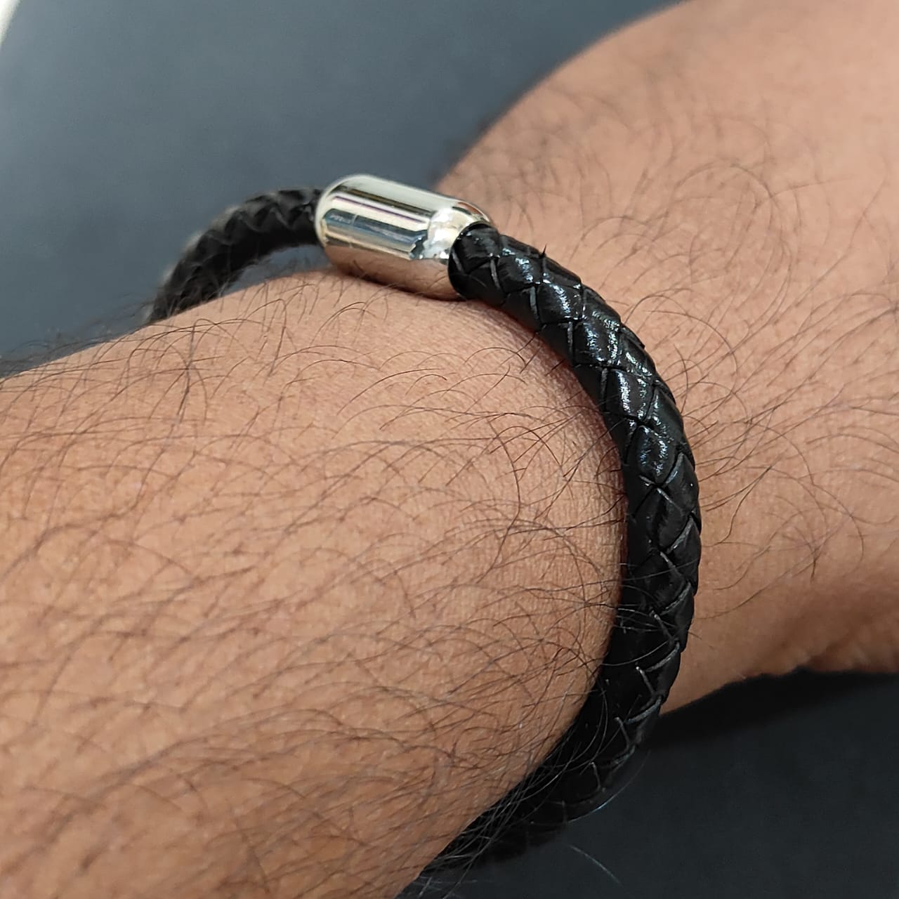 Men’s Braided Black Leather Bracelet