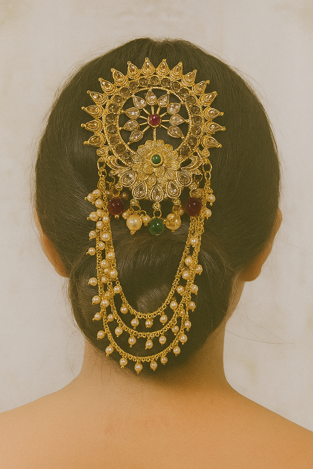 Exquisite Kundan & Pearl Hair Juda Pin