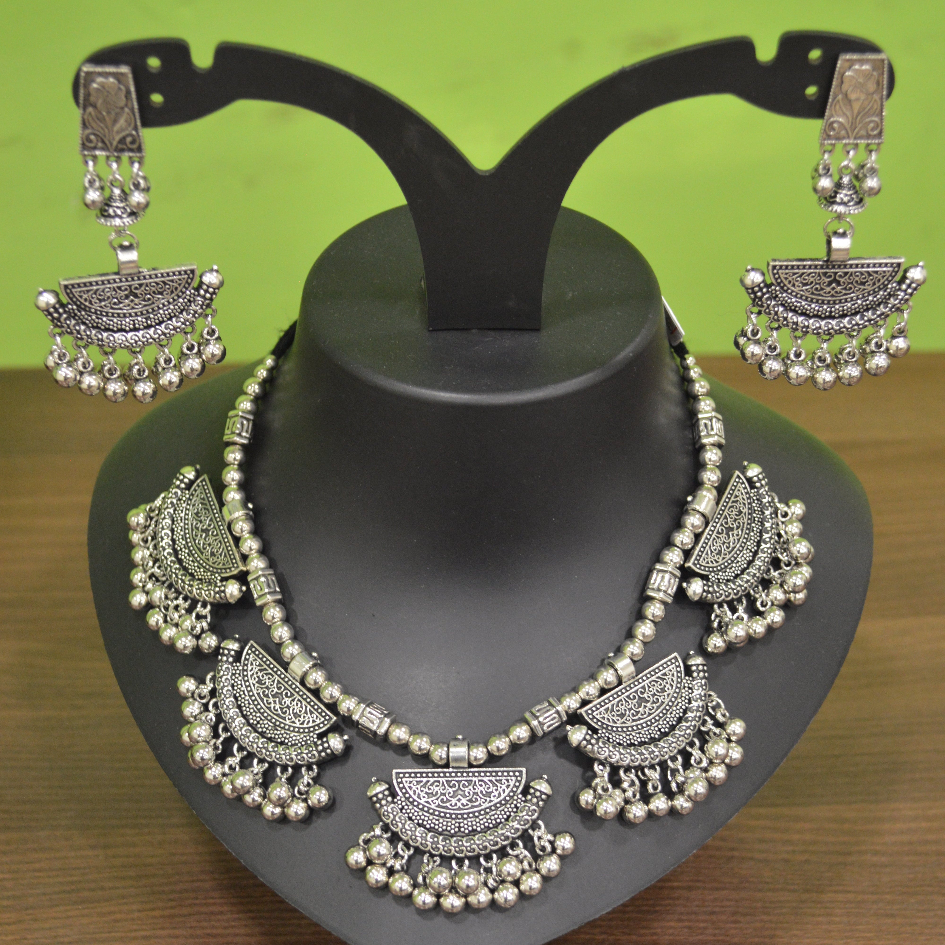 German Silver Ghungroo Necklace Set