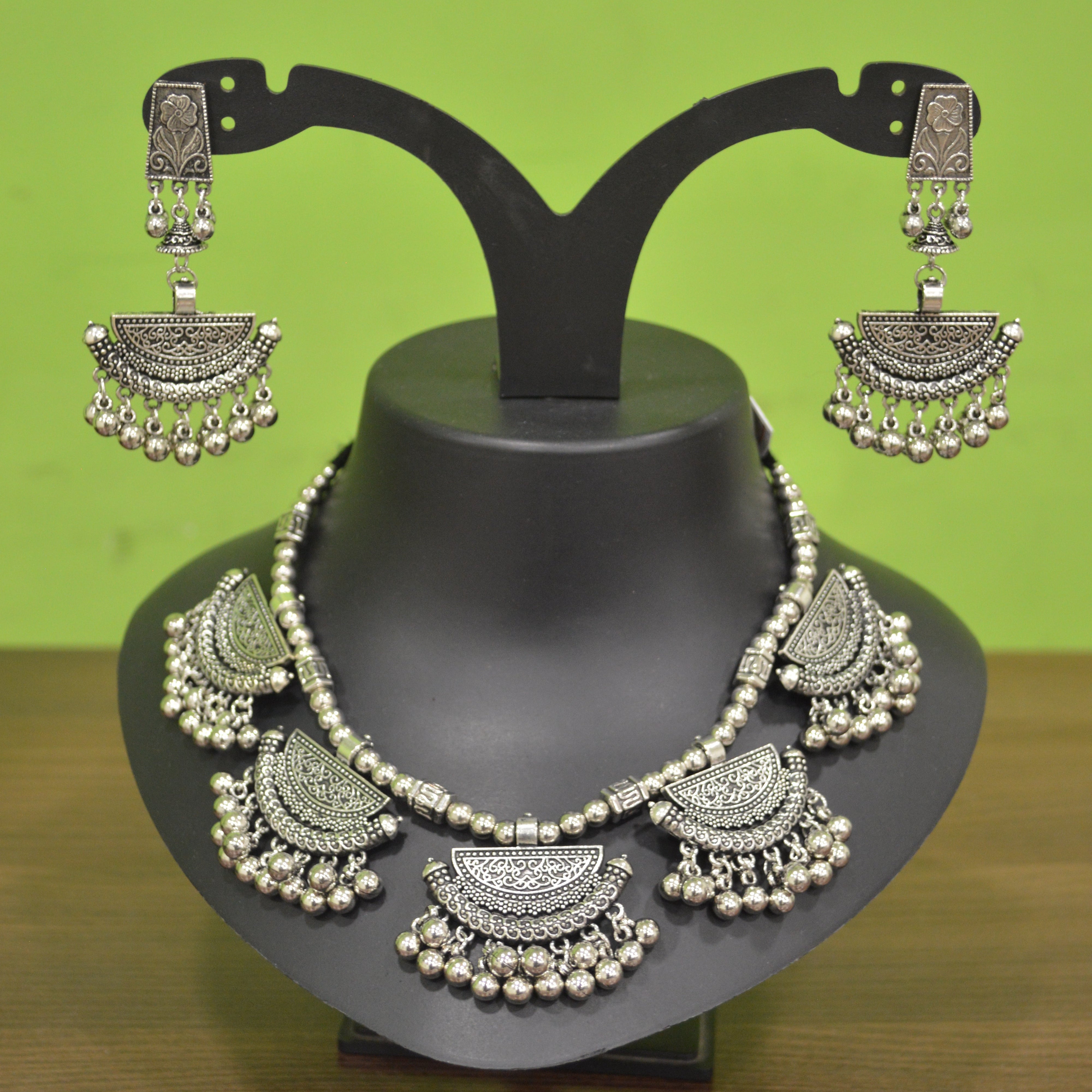 German Silver Ghungroo Necklace Set