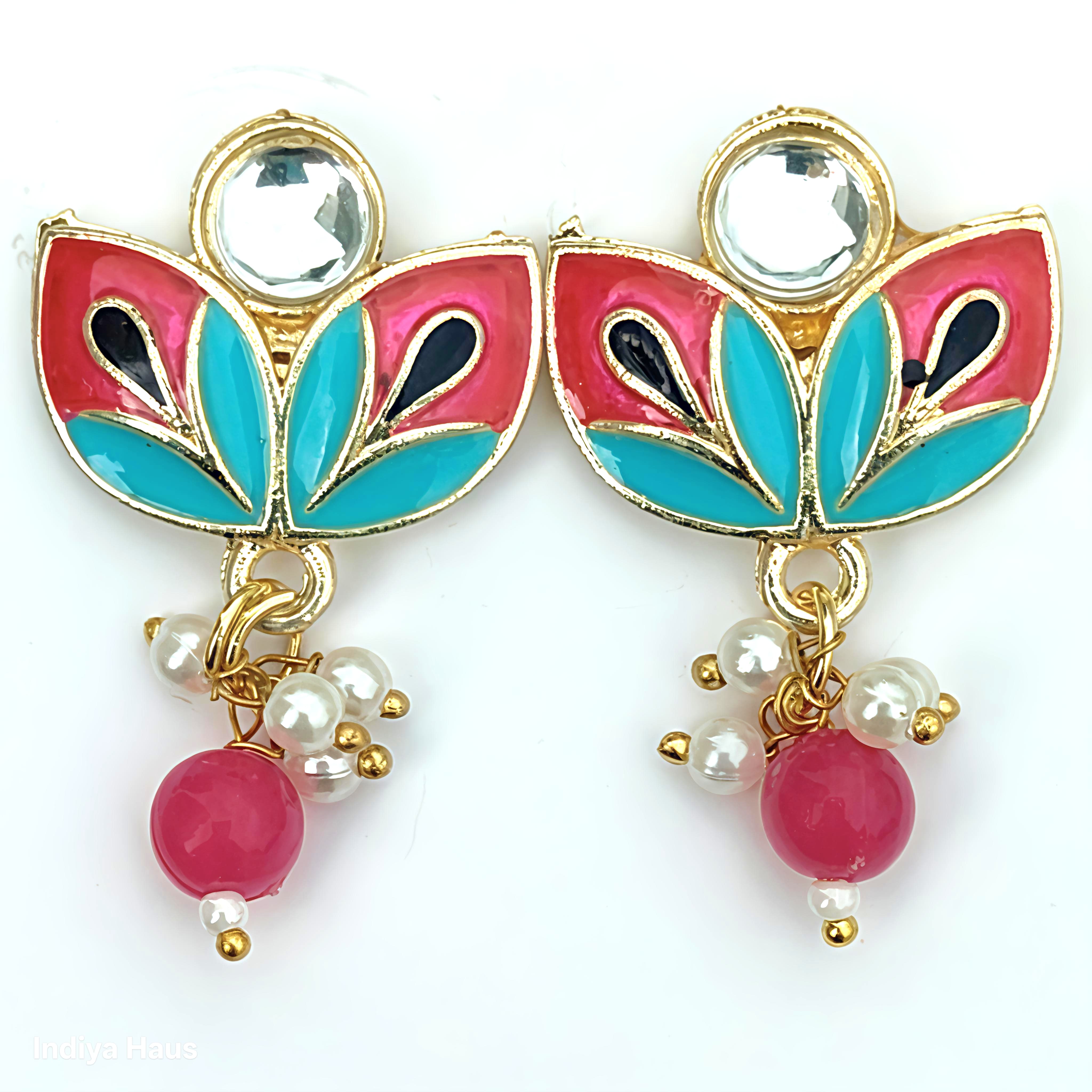 Lotus Bloom Enamel Earrings