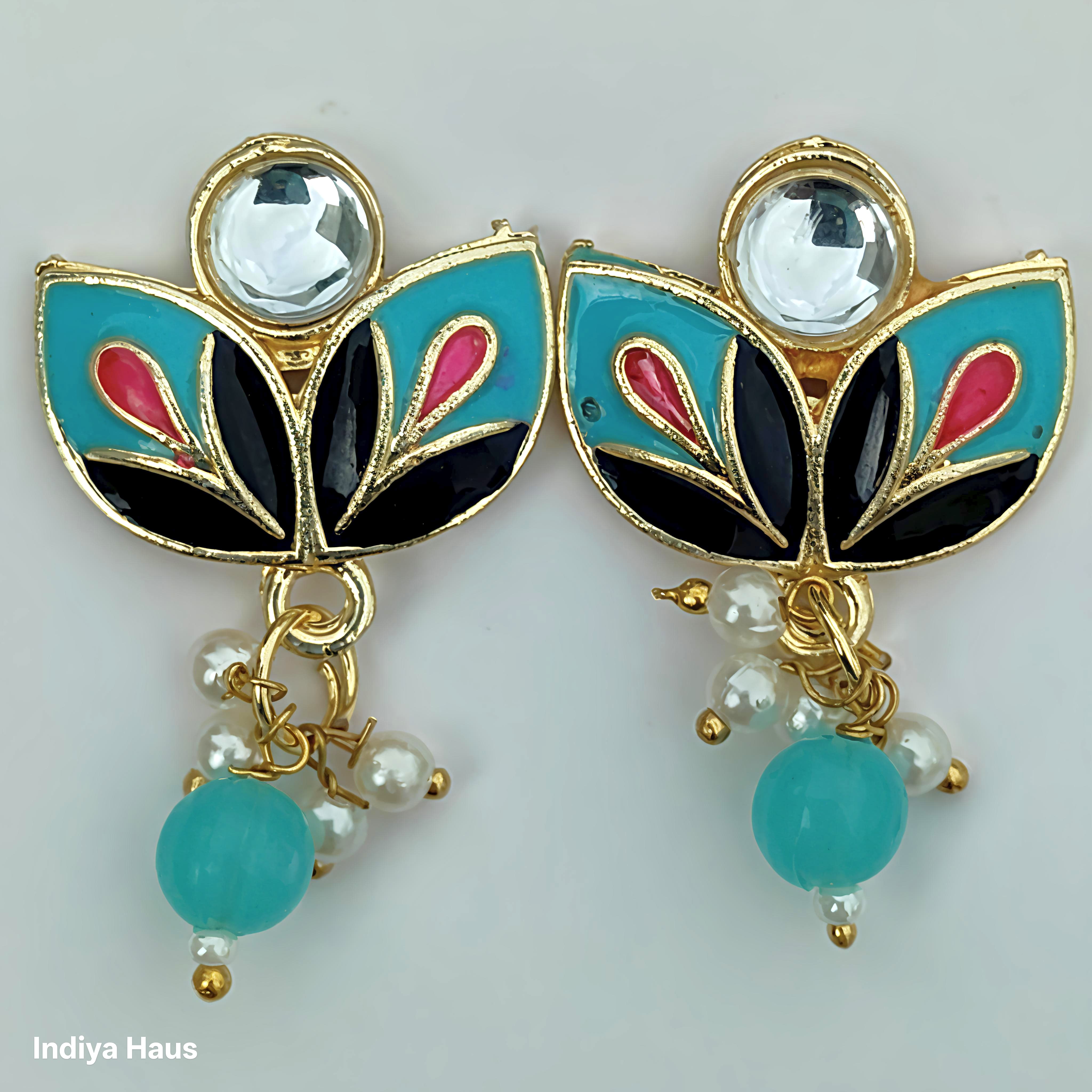 Lotus Bloom Enamel Earrings