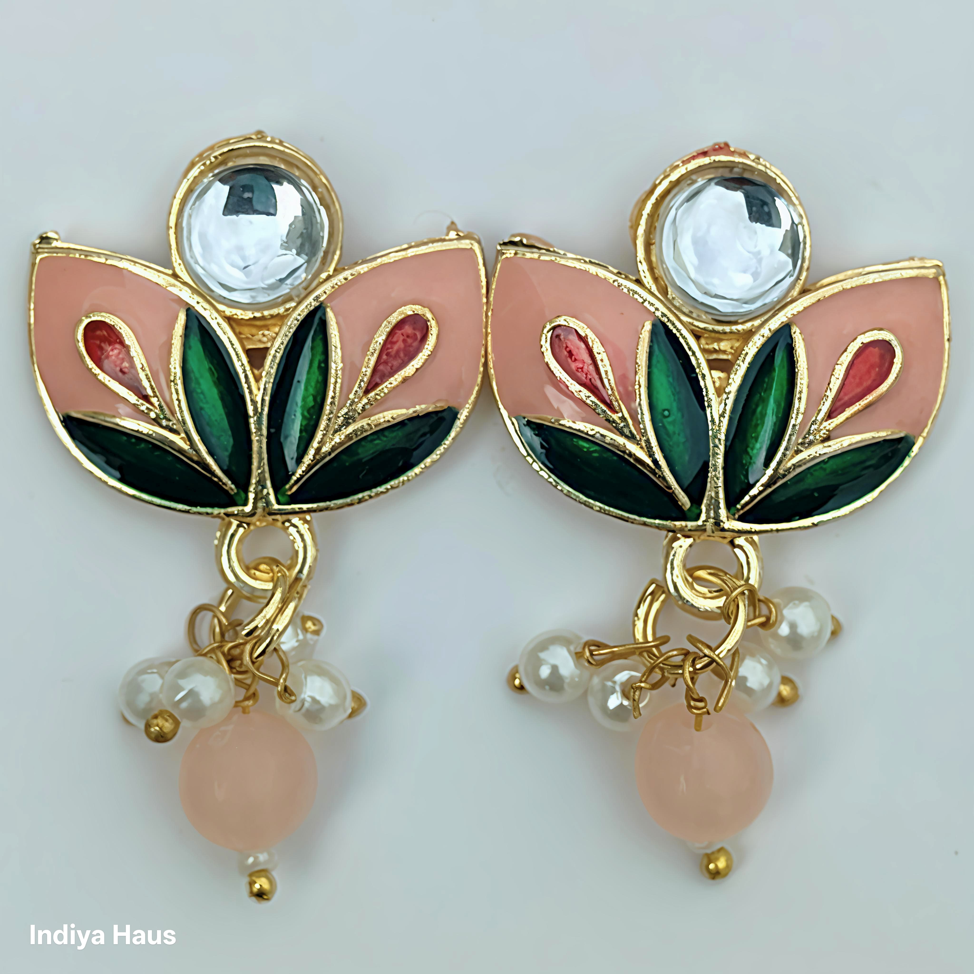 Lotus Bloom Enamel Earrings