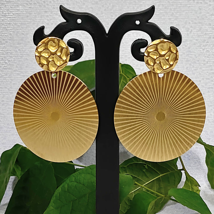 Textured Gold Radial Drop Earrings