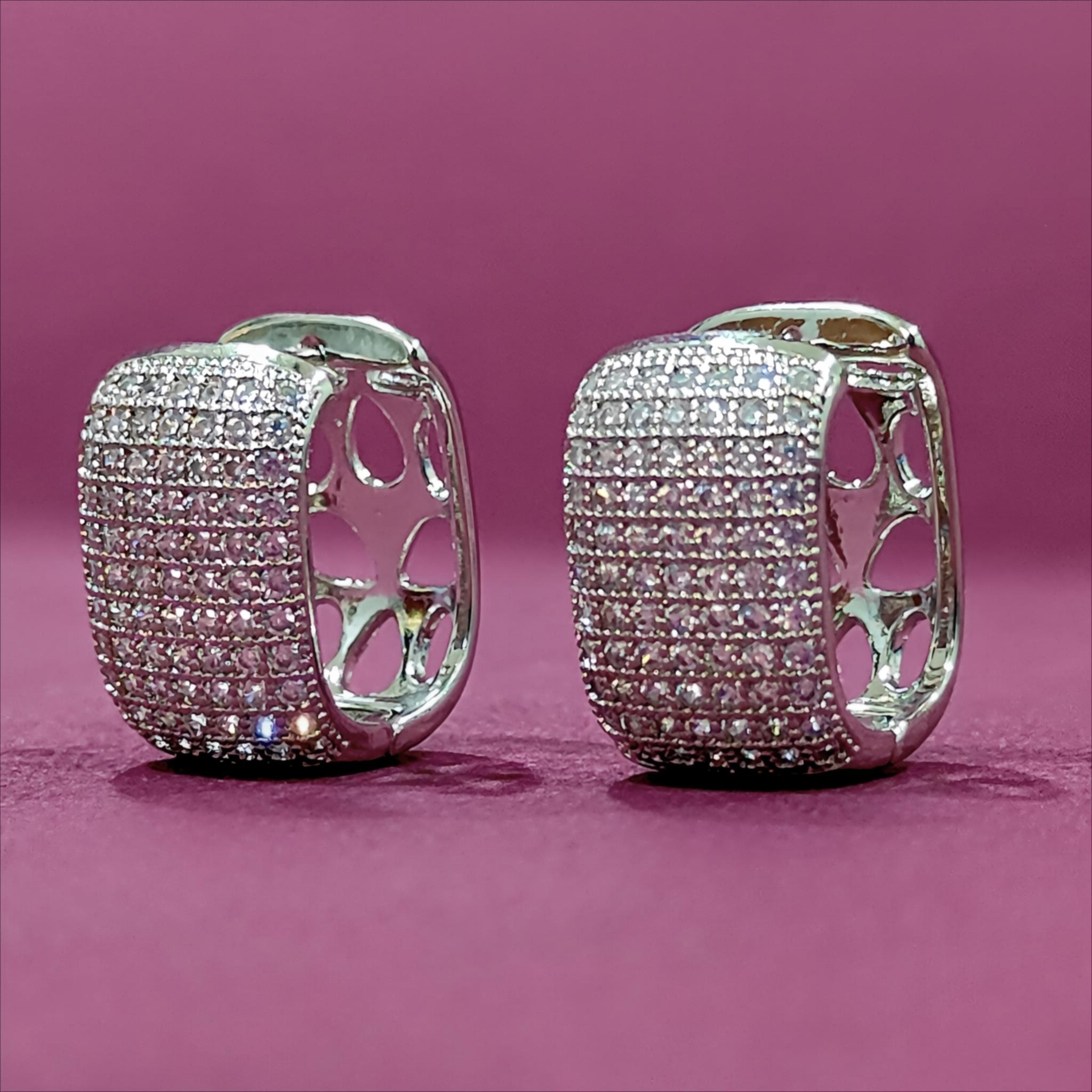 Silver Square-Shaped Hoop Earrings