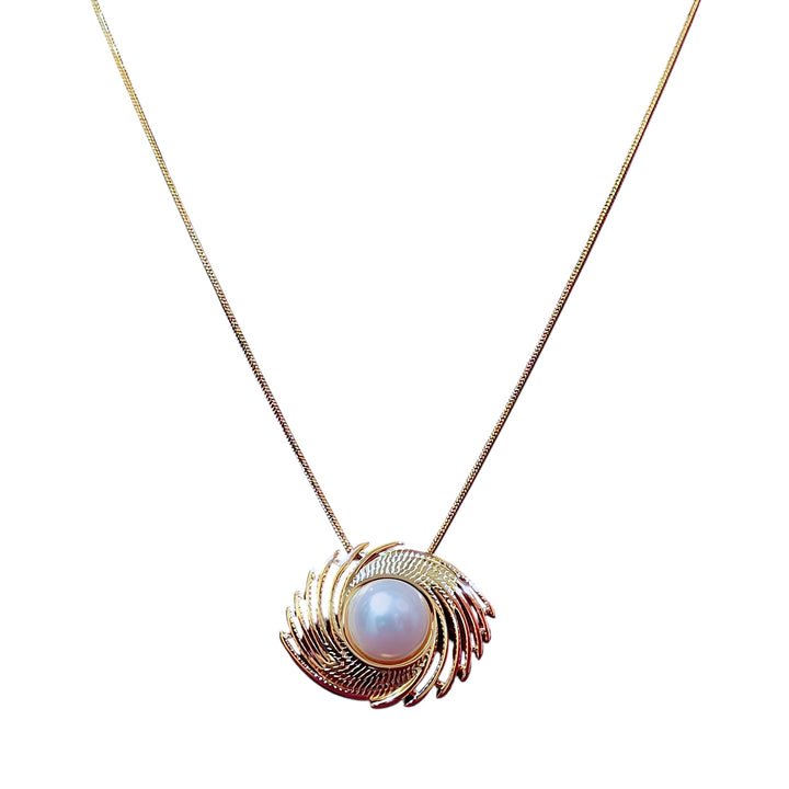 Golden Spiral Pearl Necklace