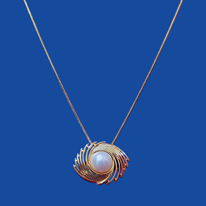 Golden Spiral Pearl Necklace