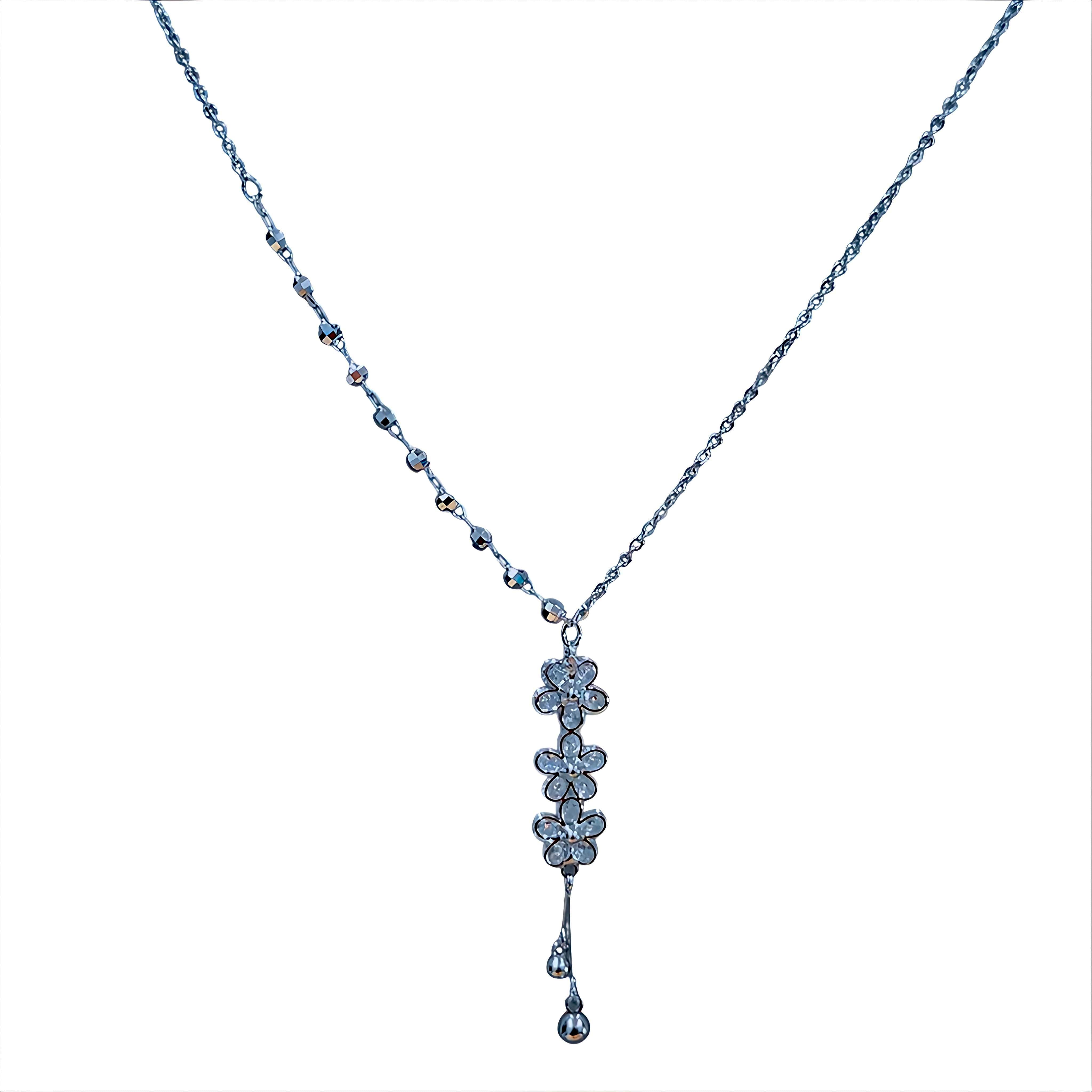 Sparkling Floral Y-Drop Necklace