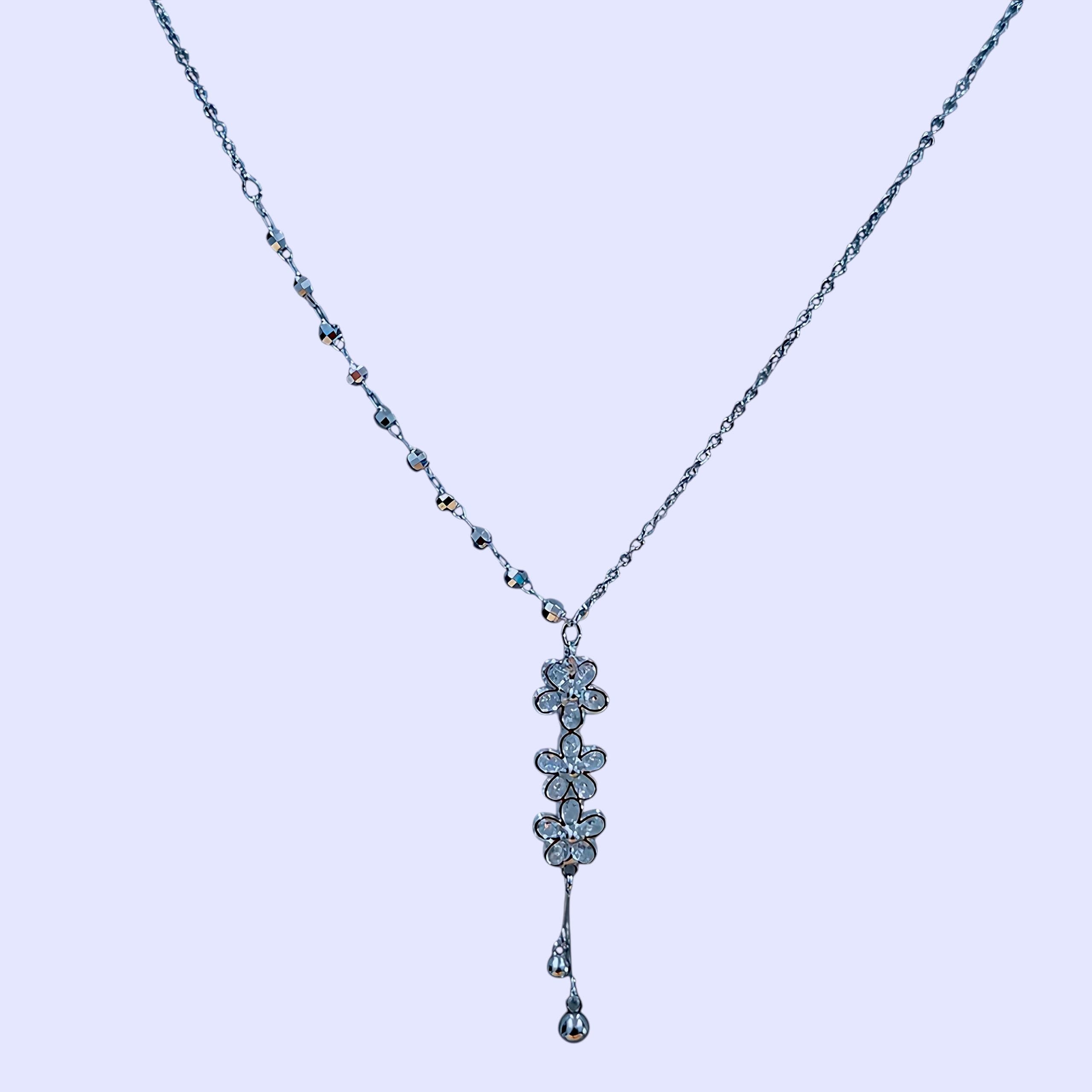 Sparkling Floral Y-Drop Necklace