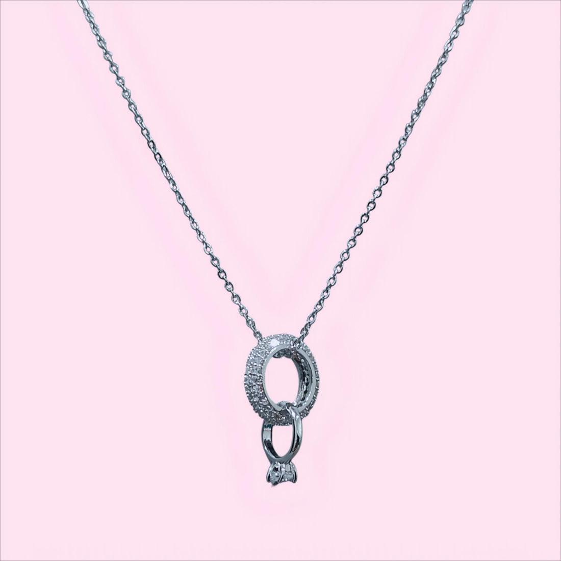 Interlocking Pave Ring Necklace