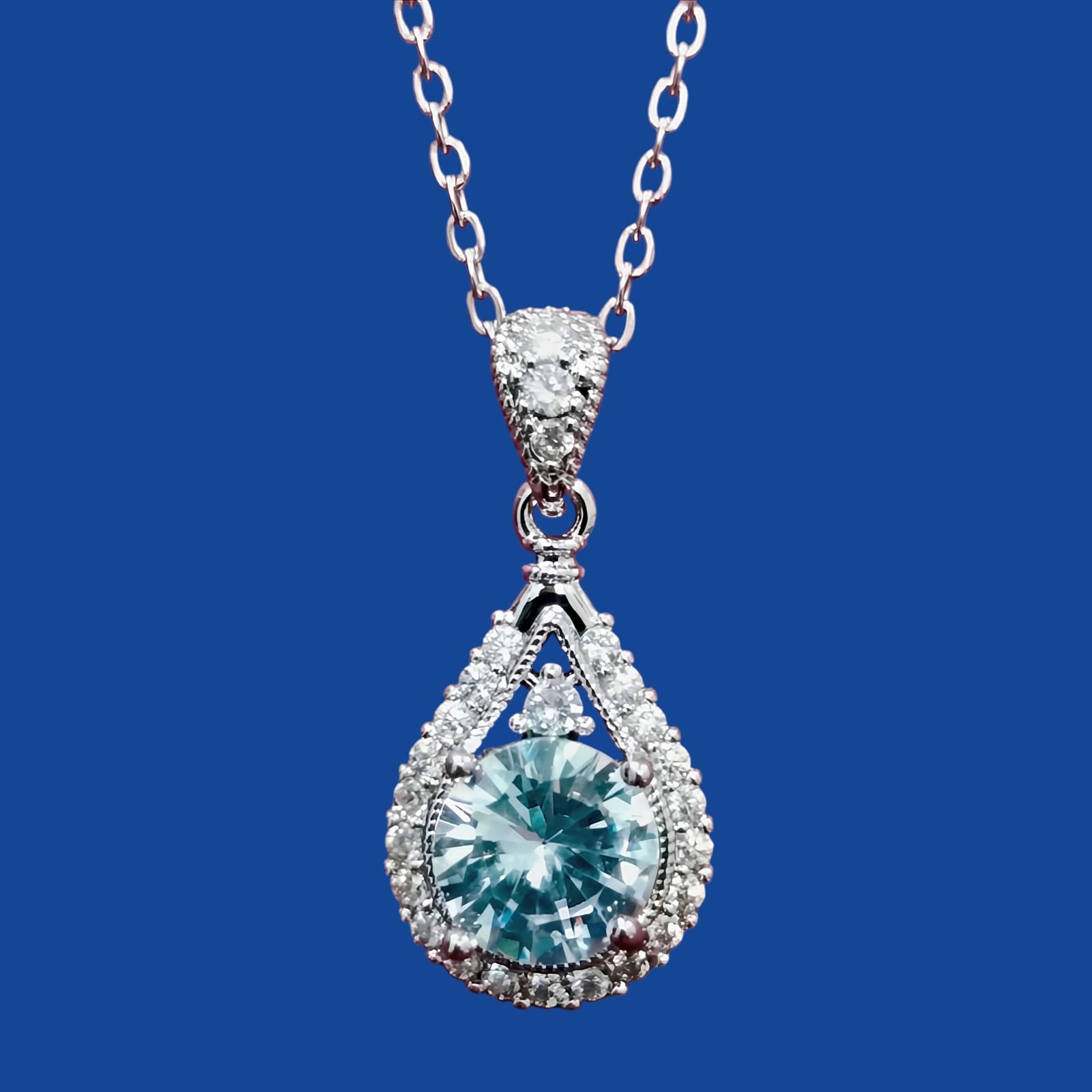 Dazzling Teardrop Halo Necklace
