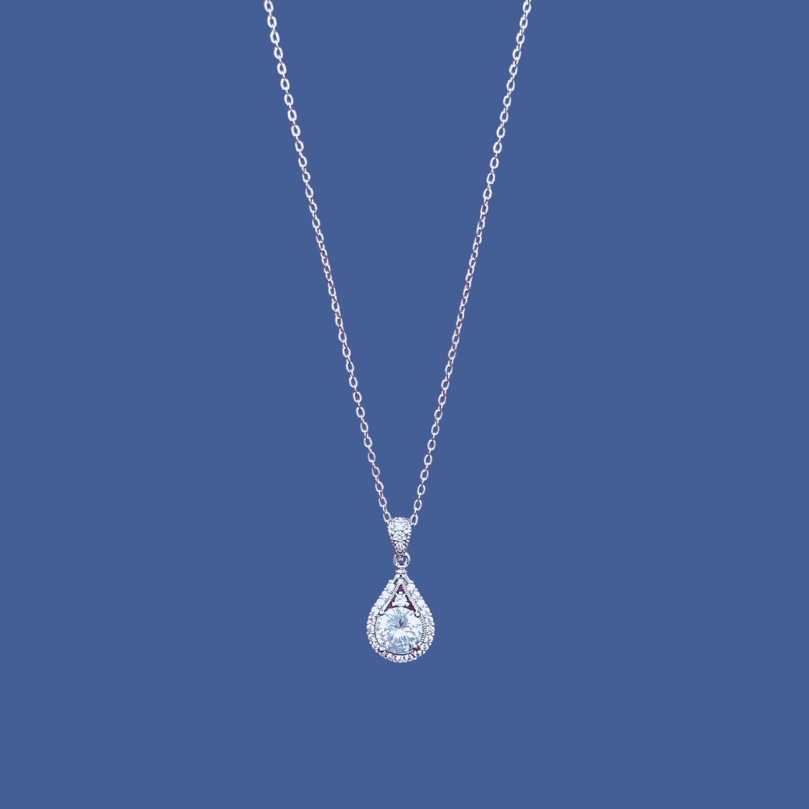 Dazzling Teardrop Halo Necklace