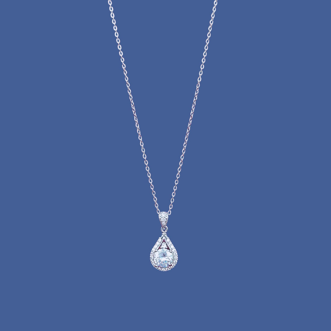 Dazzling Teardrop Halo Necklace