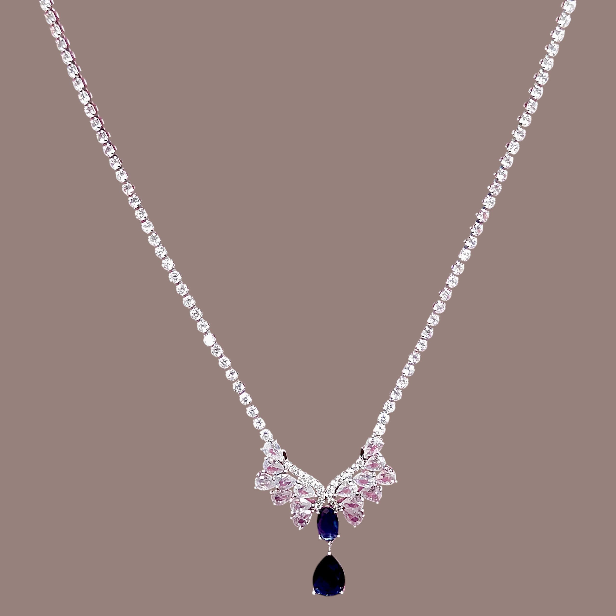 Dazzling Blue Teardrop Choker Necklace