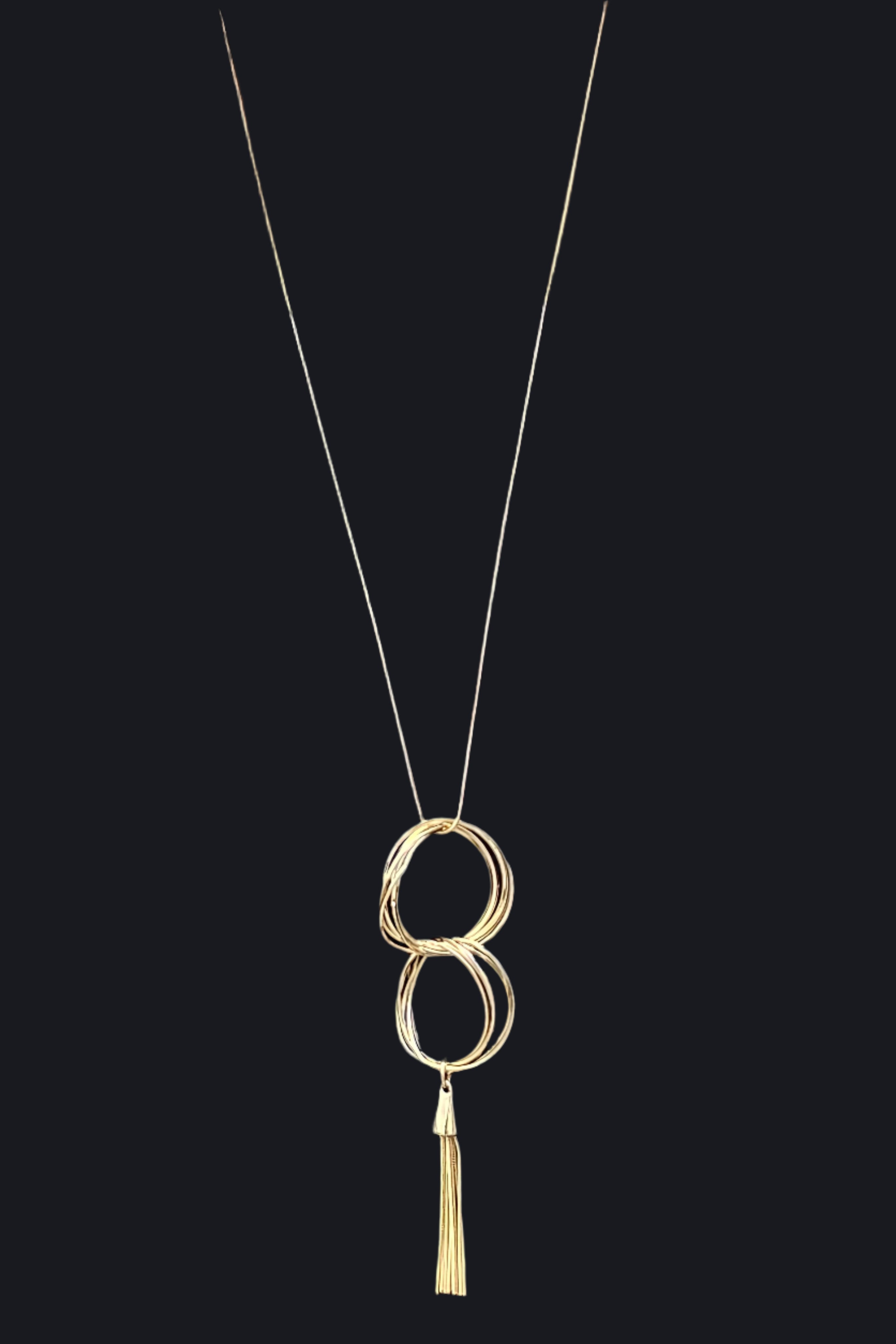 Long Golden Infinity Tassel Necklace