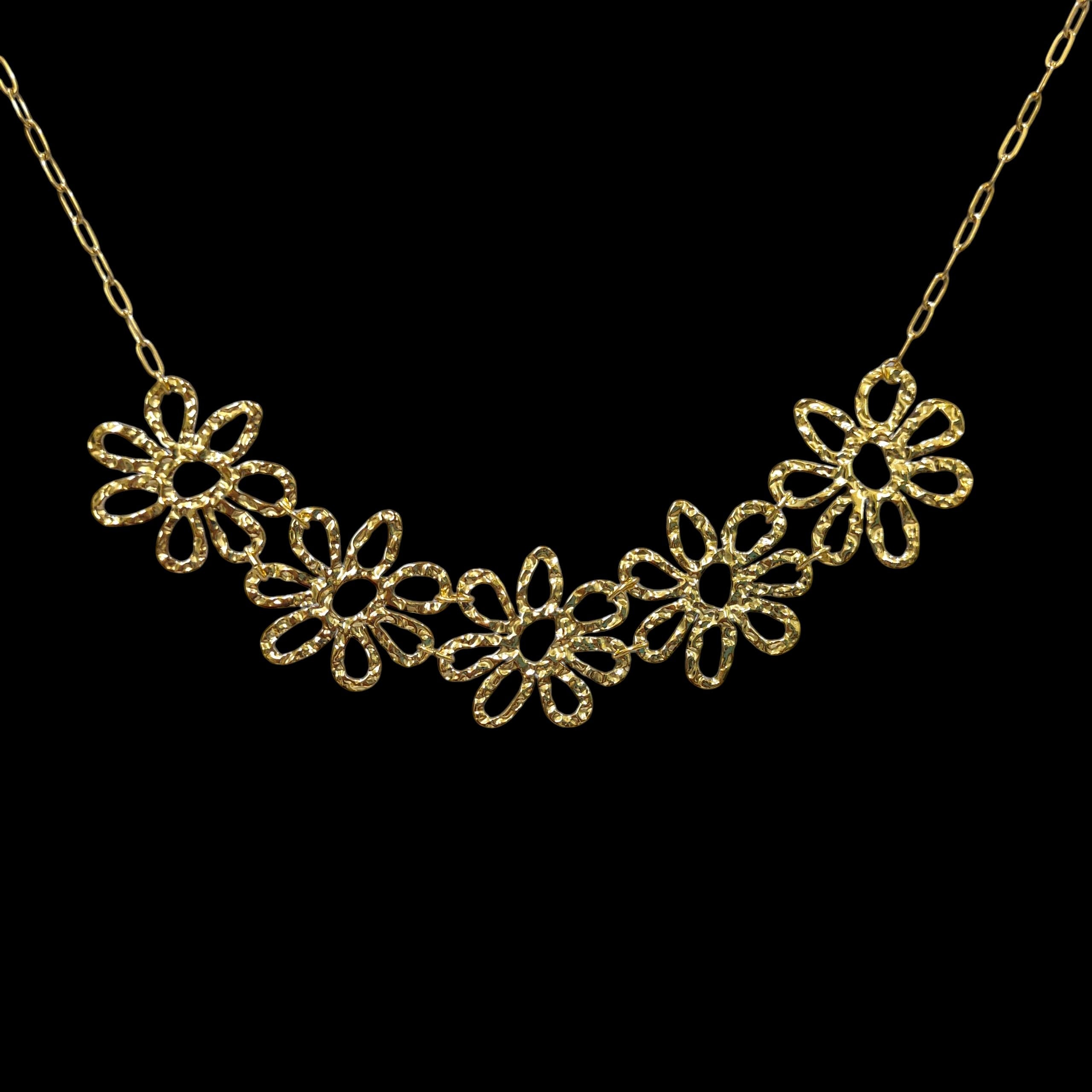 Golden Floral Cascade Necklace