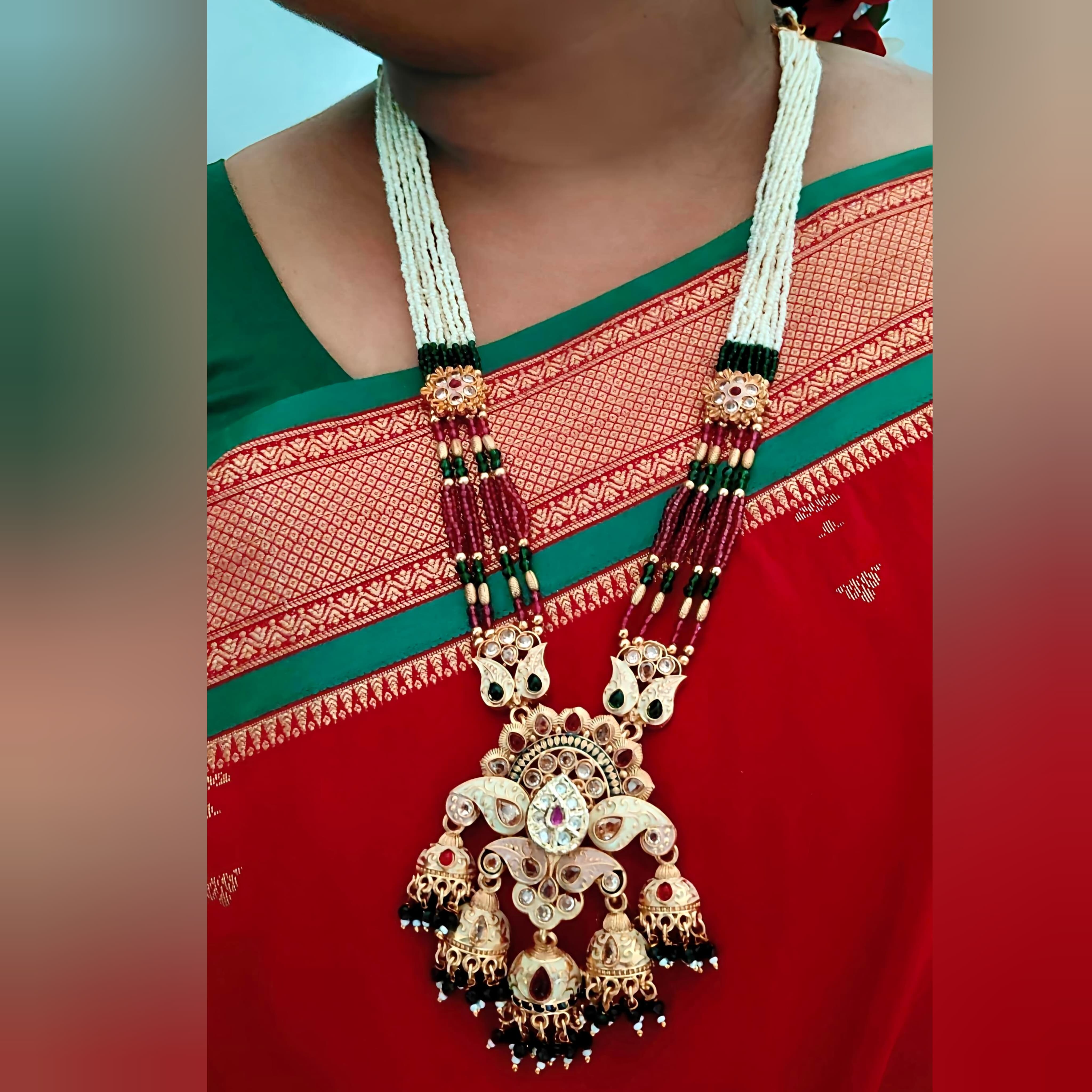 Traditional Multi-Strand Pearl & Kundan Necklace