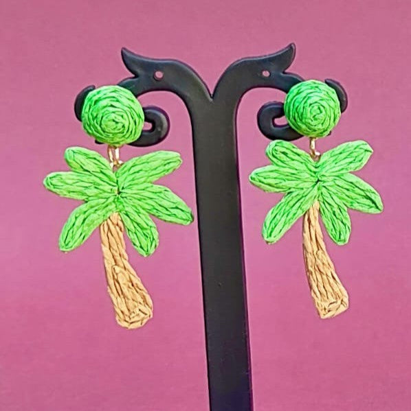 Vibrant Palm Tree Dangler Earrings