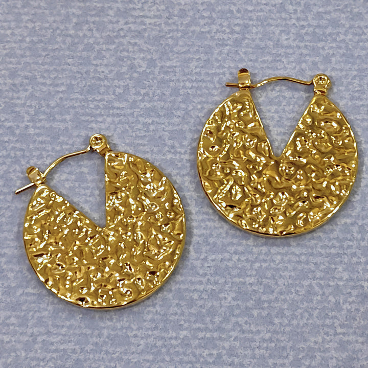 Textured Golden Hoop Earrings