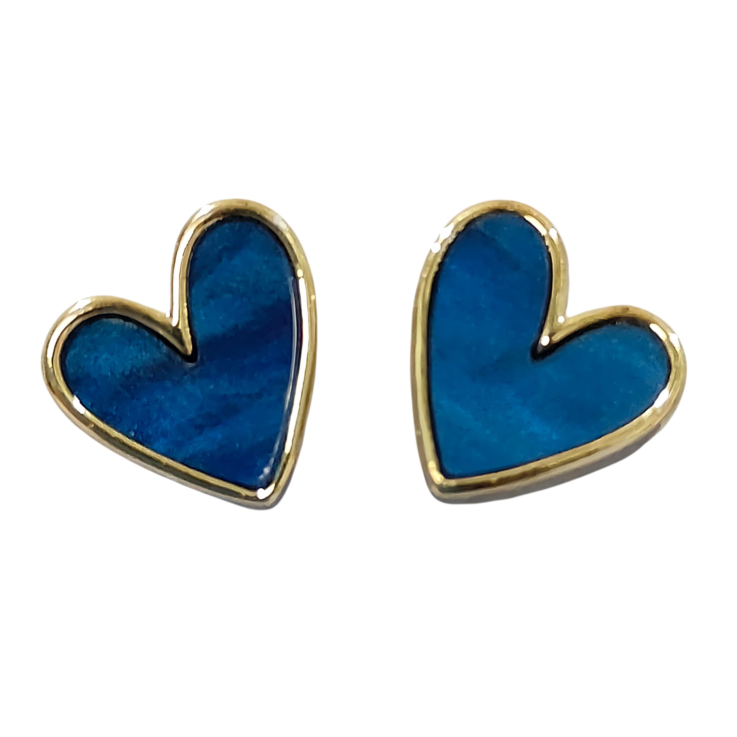 Heart Enamel Stud Clip on Earrings