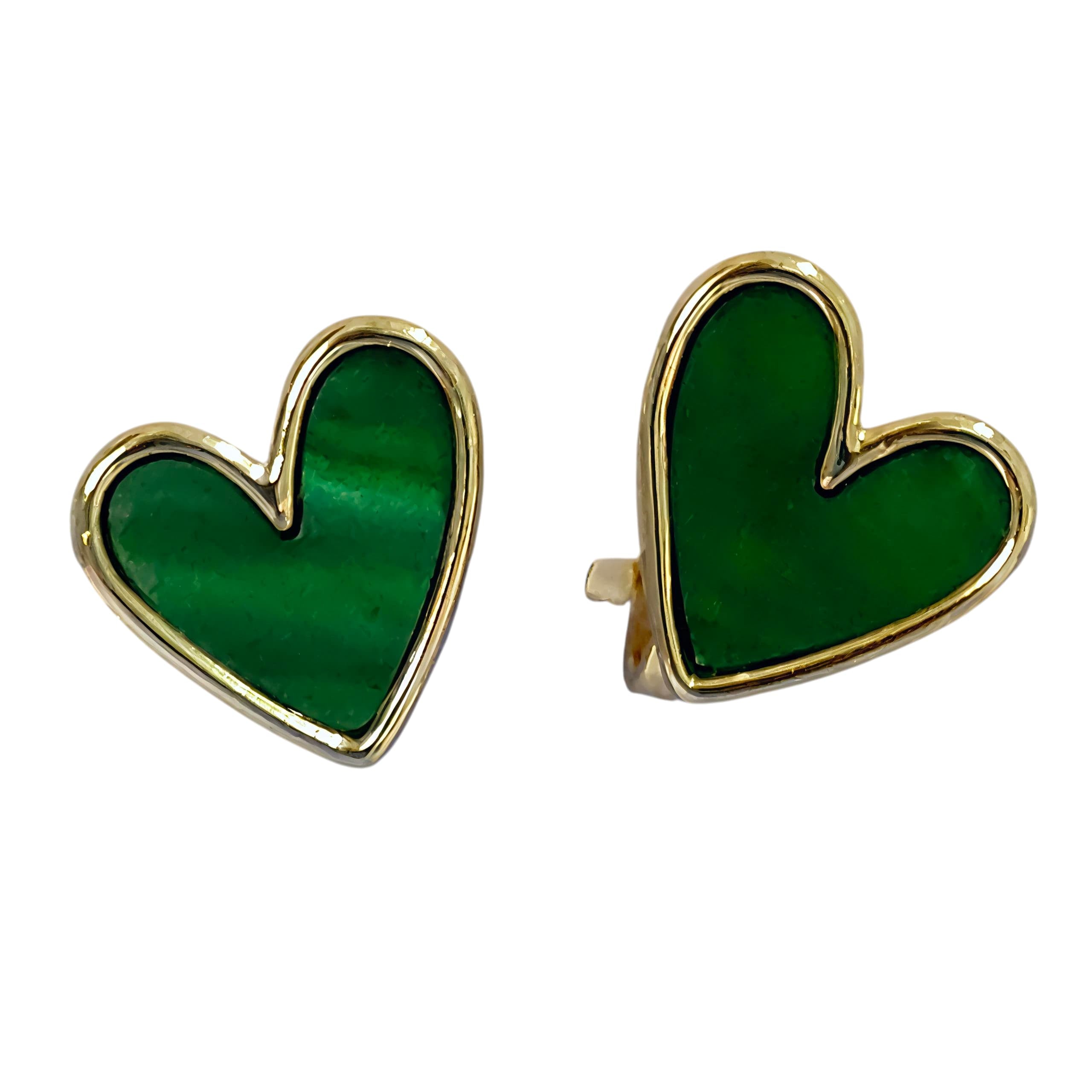 Heart Enamel Stud Clip on Earrings