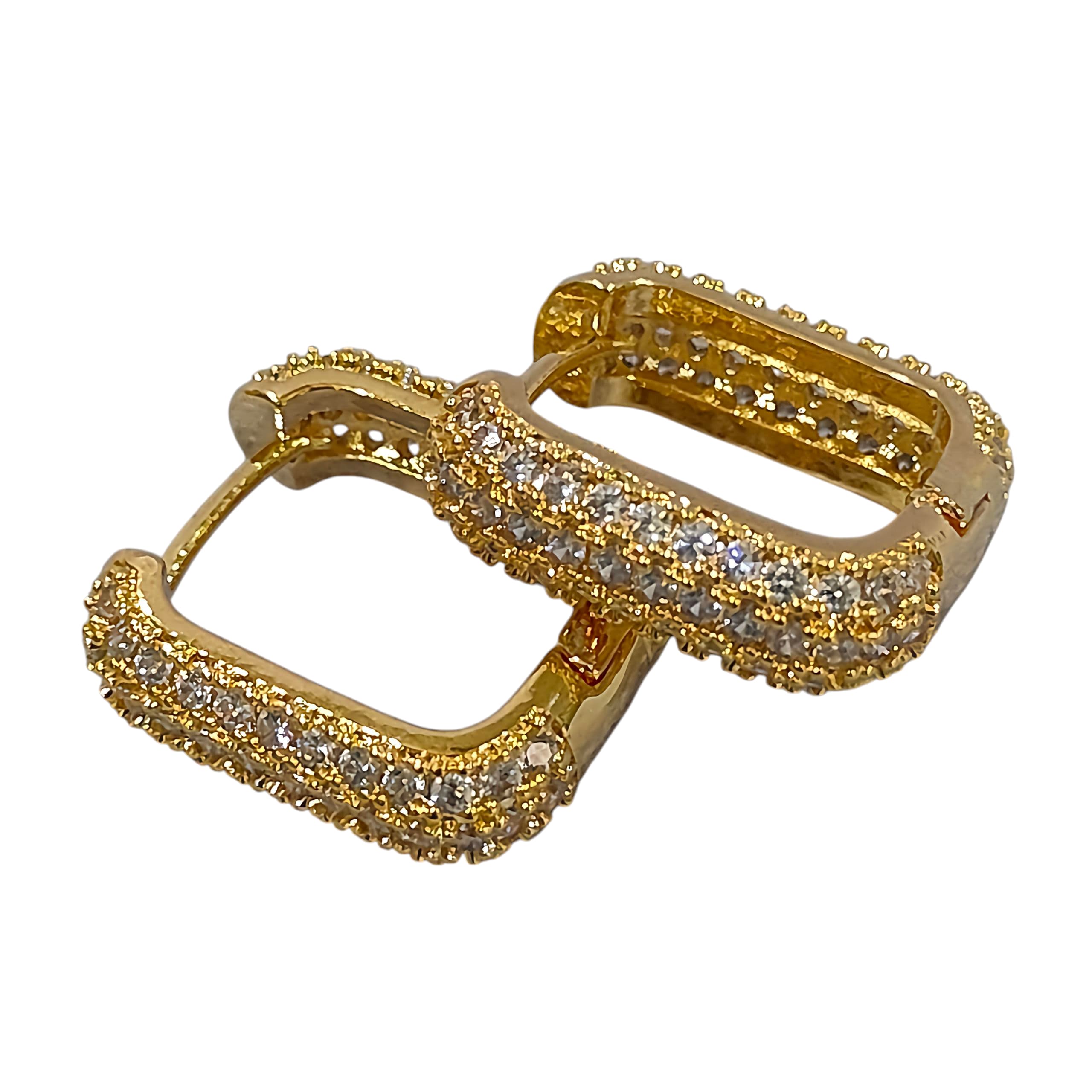 Glamorous Pave Rectangle Hoops