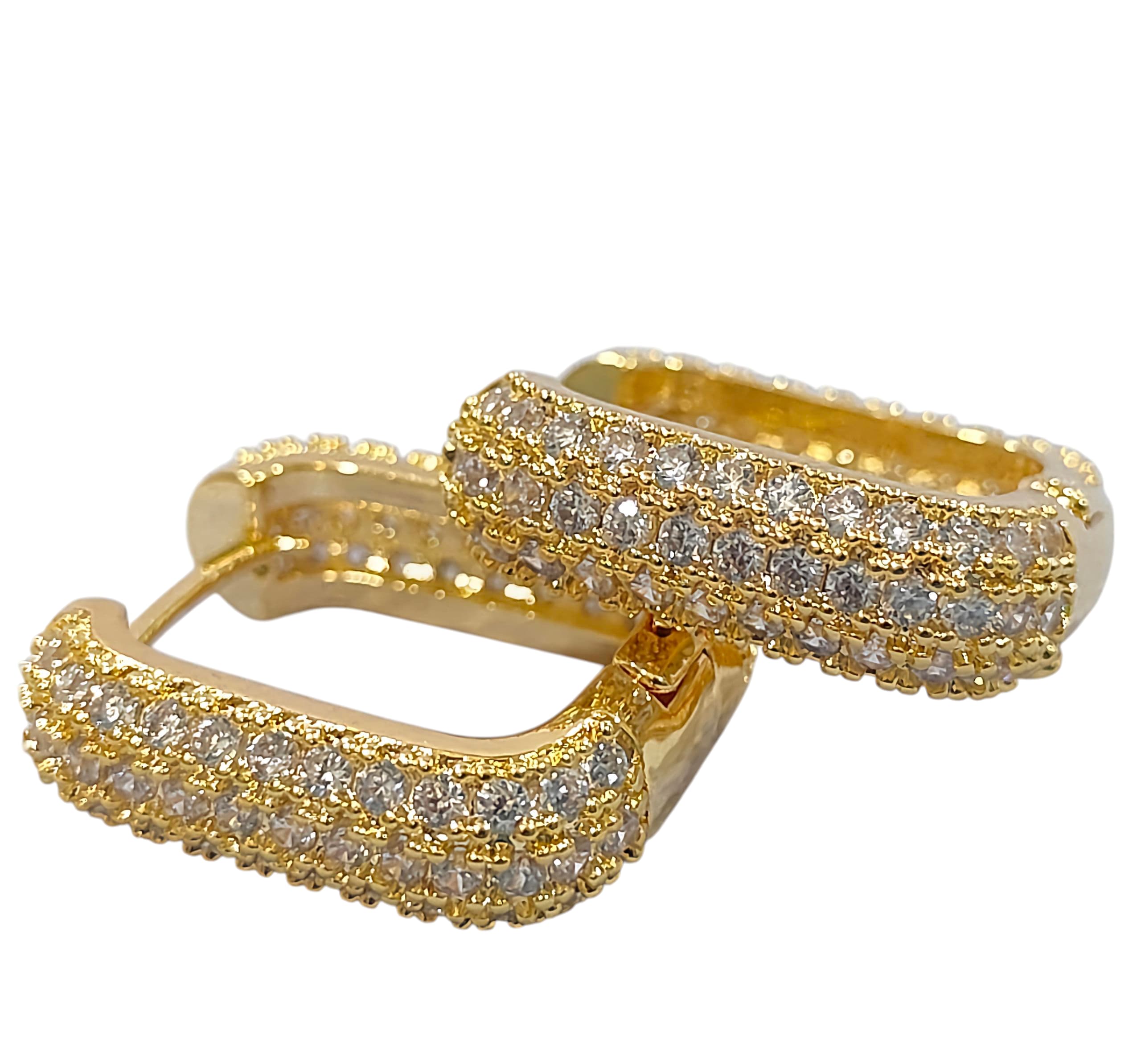 Glamorous Pave Rectangle Hoops