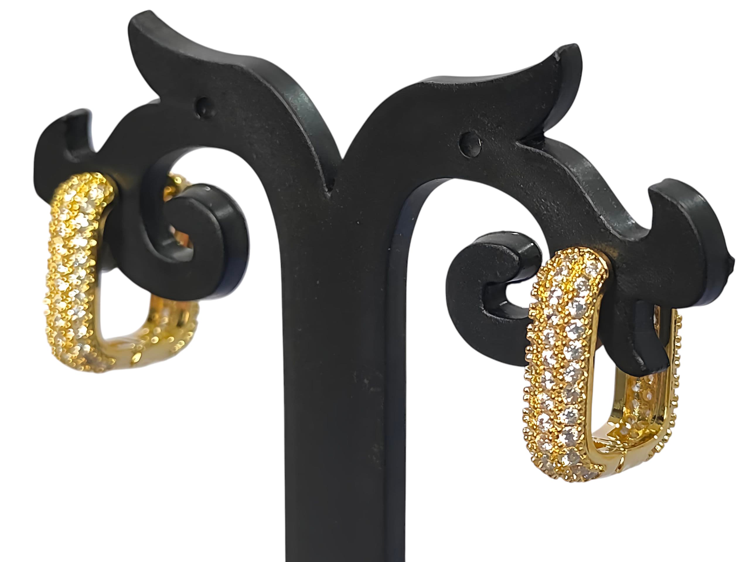 Glamorous Pave Rectangle Hoops