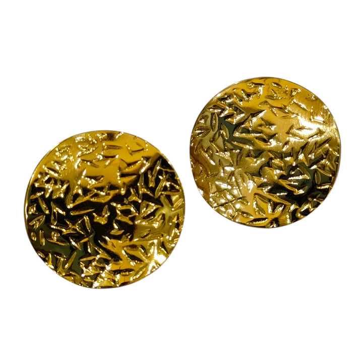 Bold Textured Gold Disc Earrings