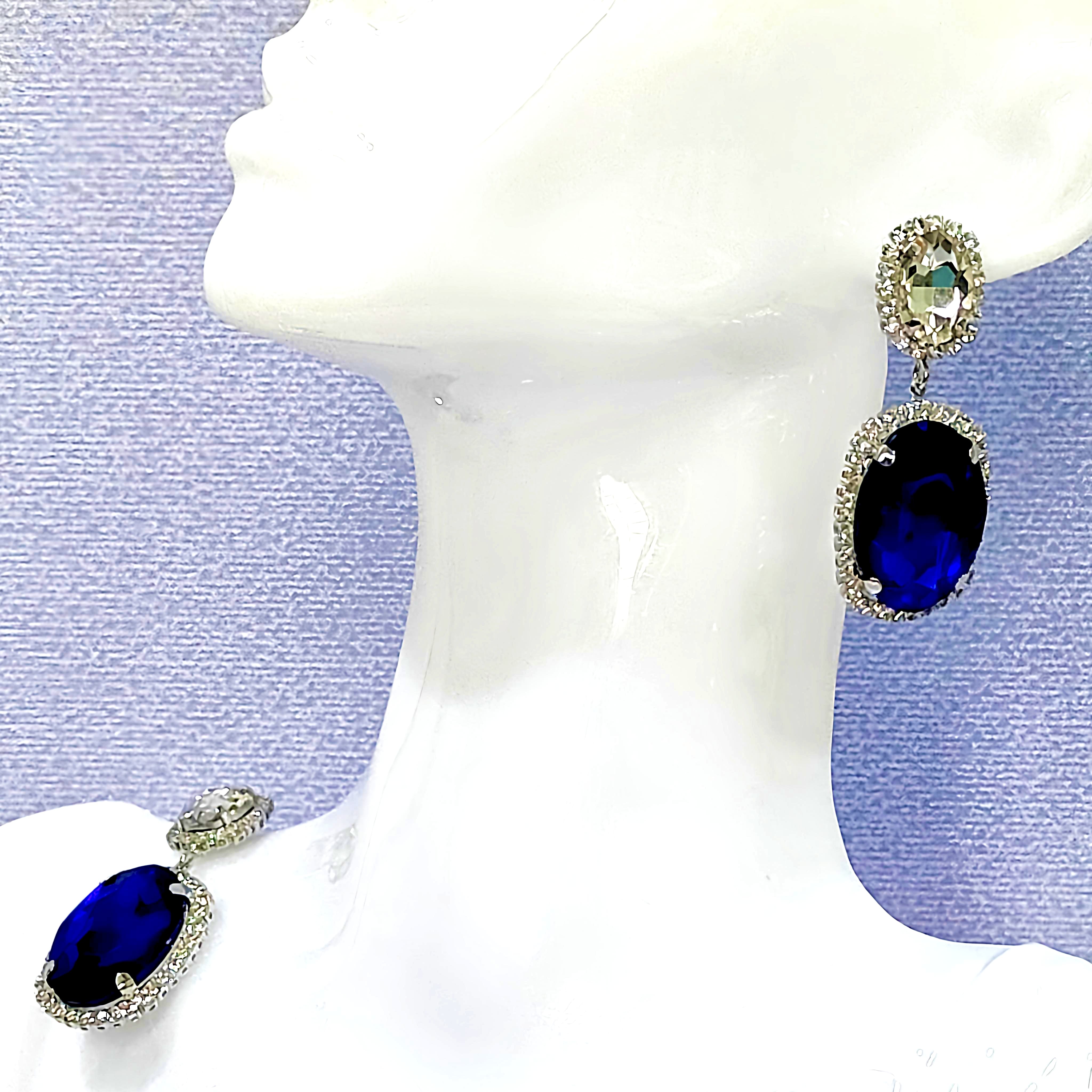 Glamorous Oval Stone Drop Earrings