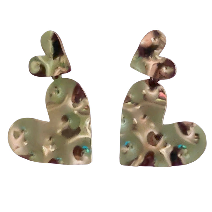 Textured Dual-Heart Drop Earrings