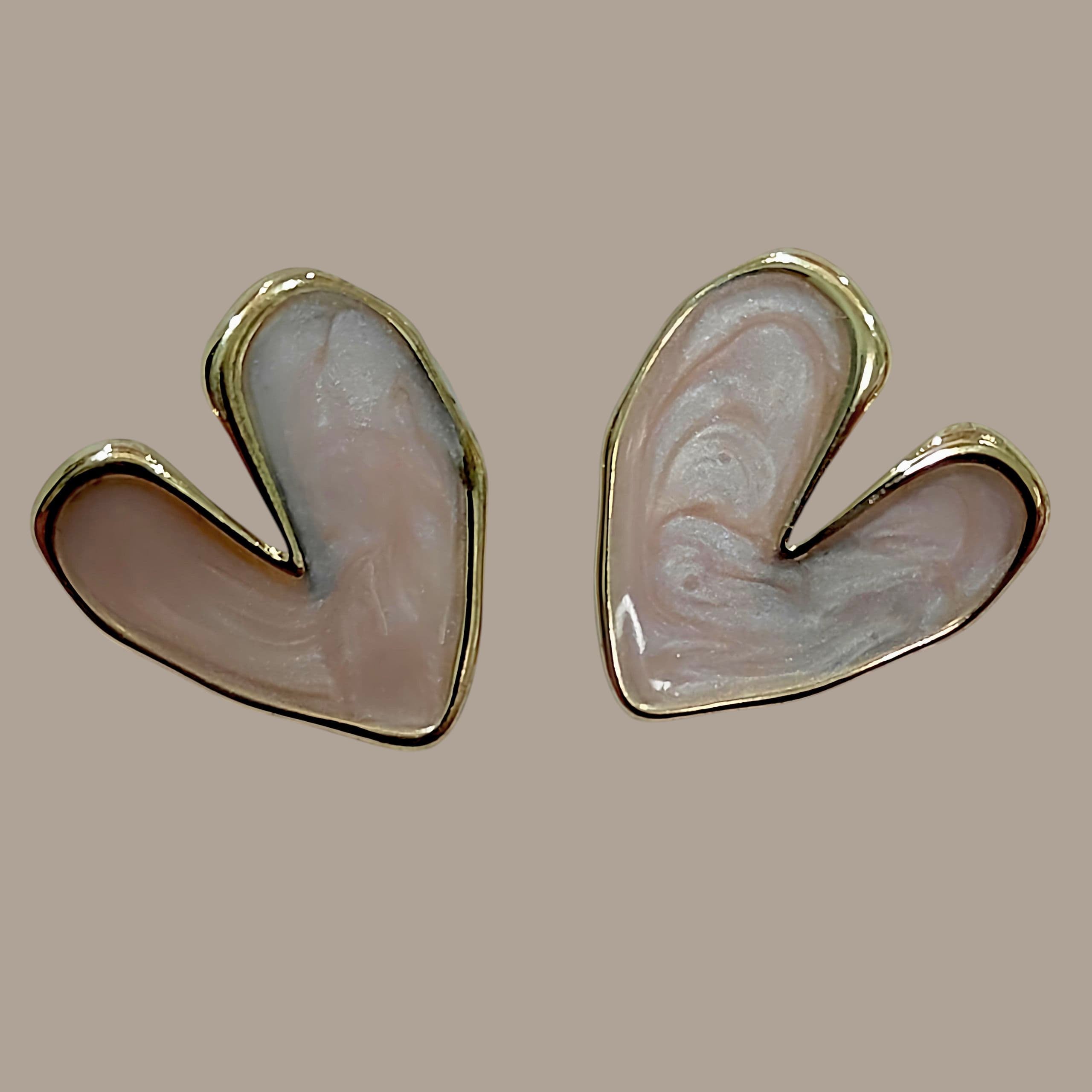 Stylish Enamel Heart Stud Earrings