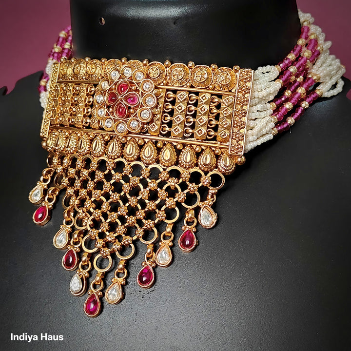 Kundan Choker with Bead Tassels