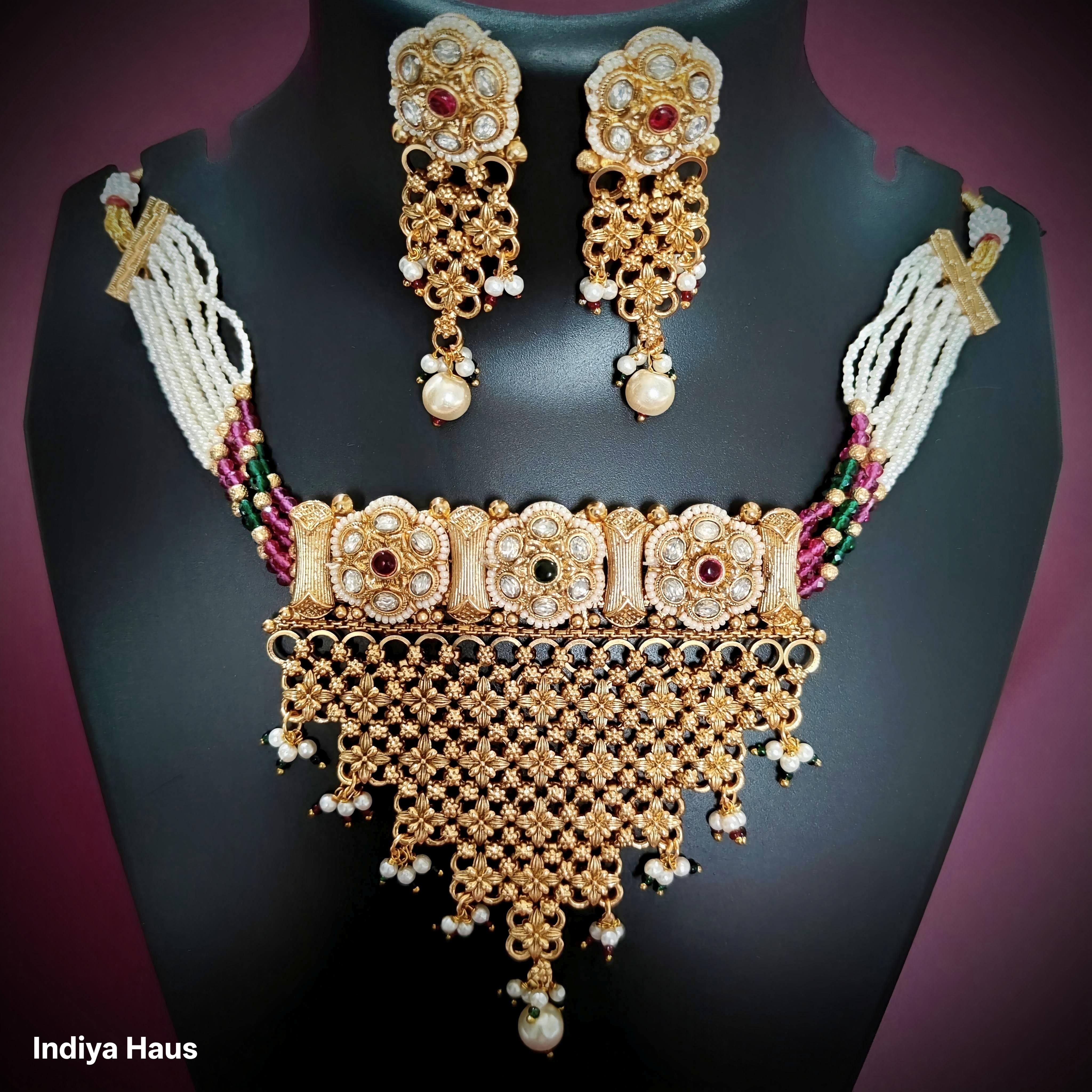 Ornate Floral Rajwadi Choker Set