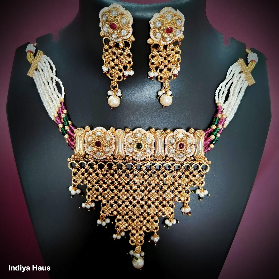 Ornate Floral Rajwadi Choker Set