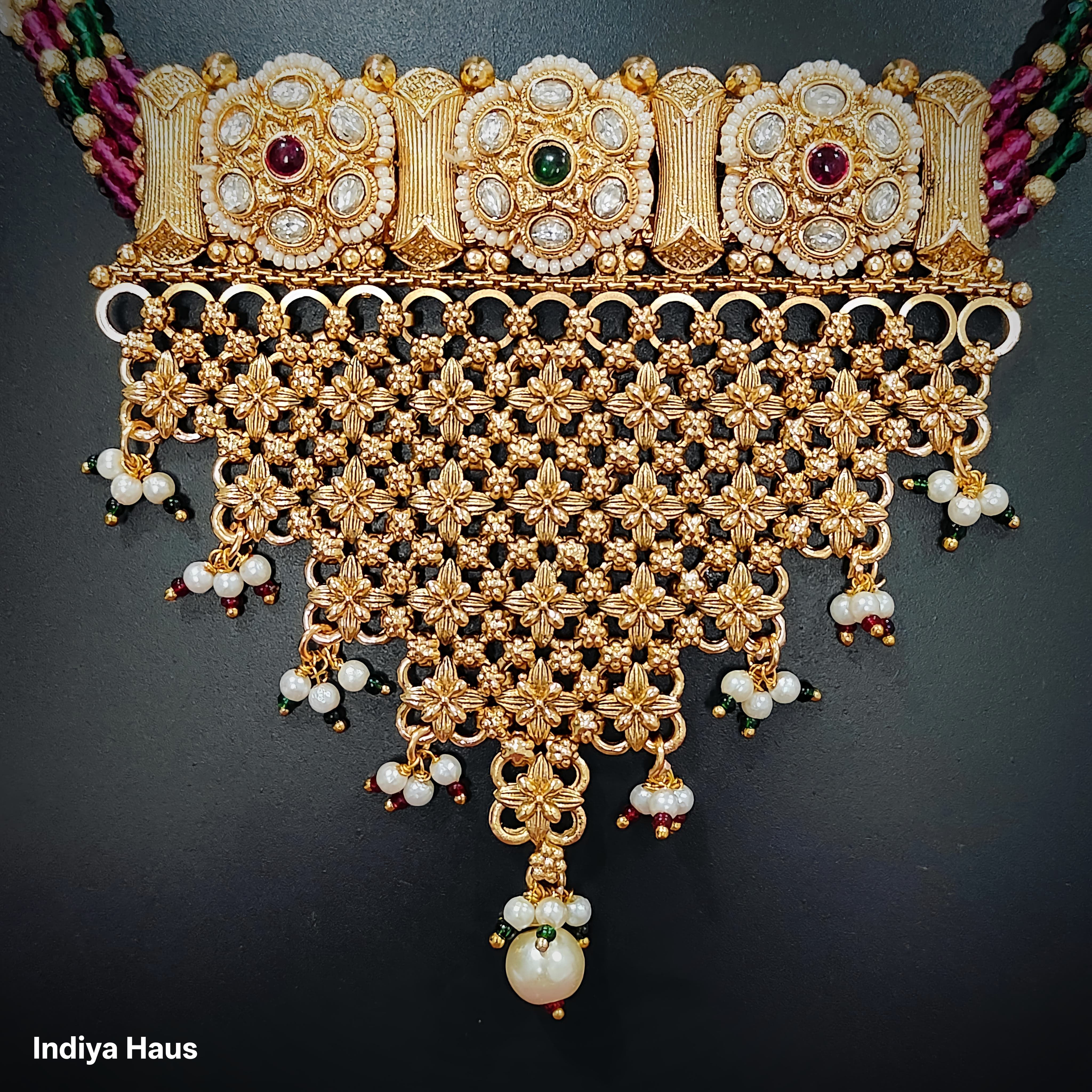 Ornate Floral Rajwadi Choker Set