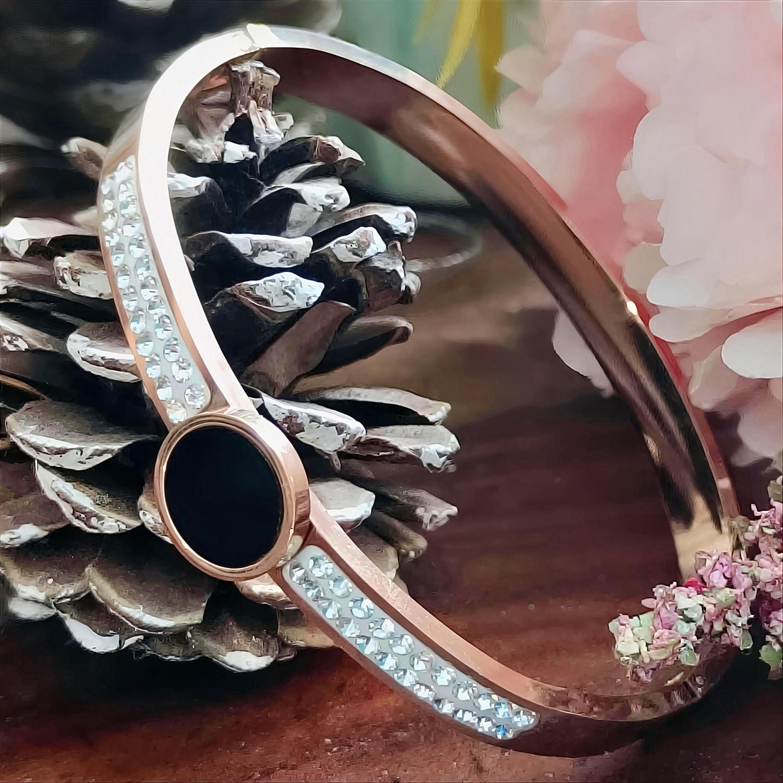 Sleek Rose Gold & Black Bracelet