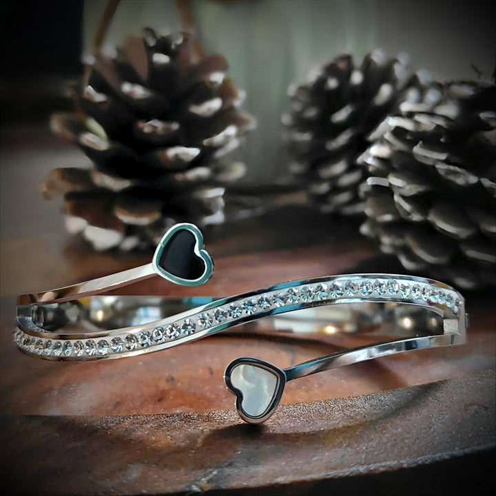 Heart-Ended Wave Cuff Bracelet