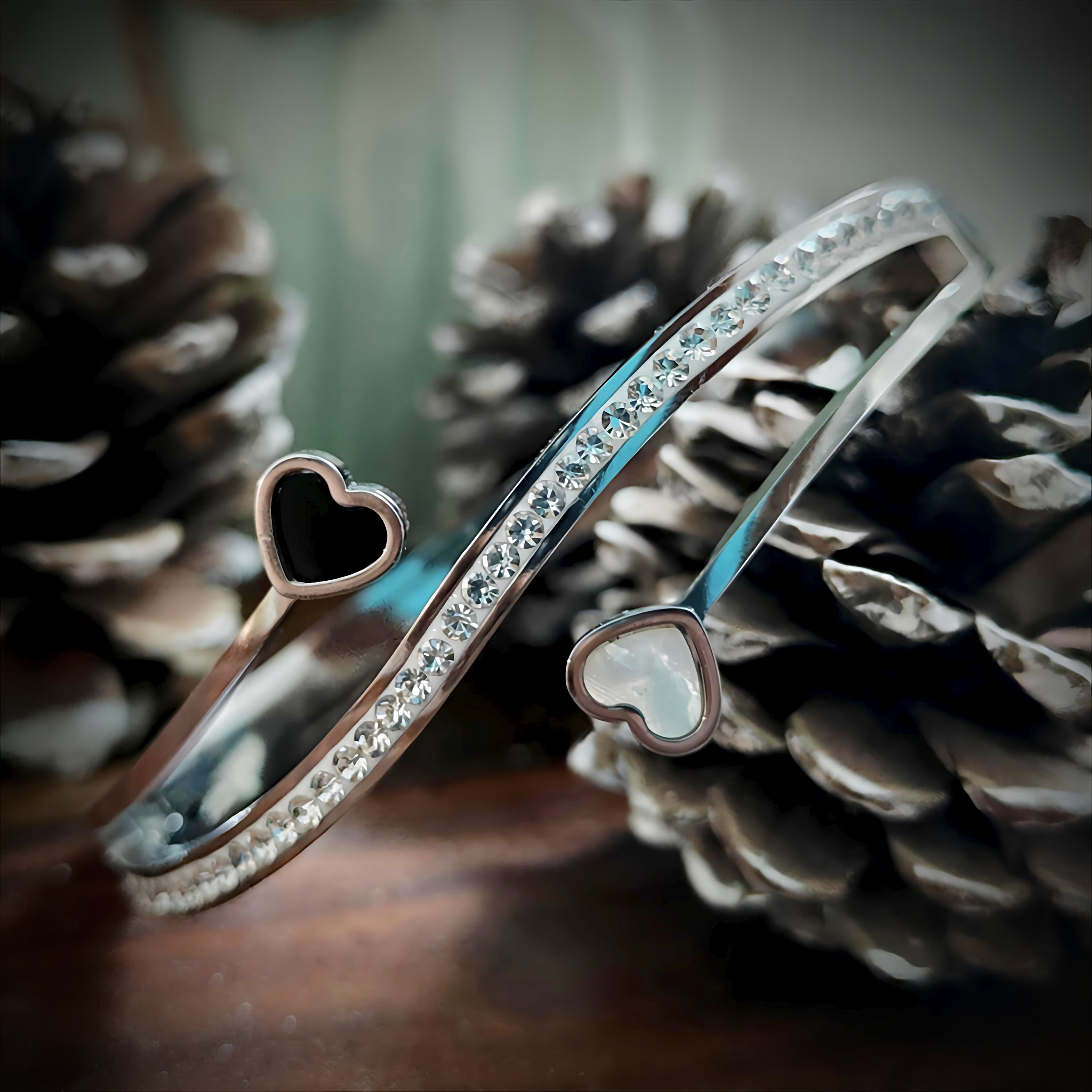 Heart-Ended Wave Cuff Bracelet