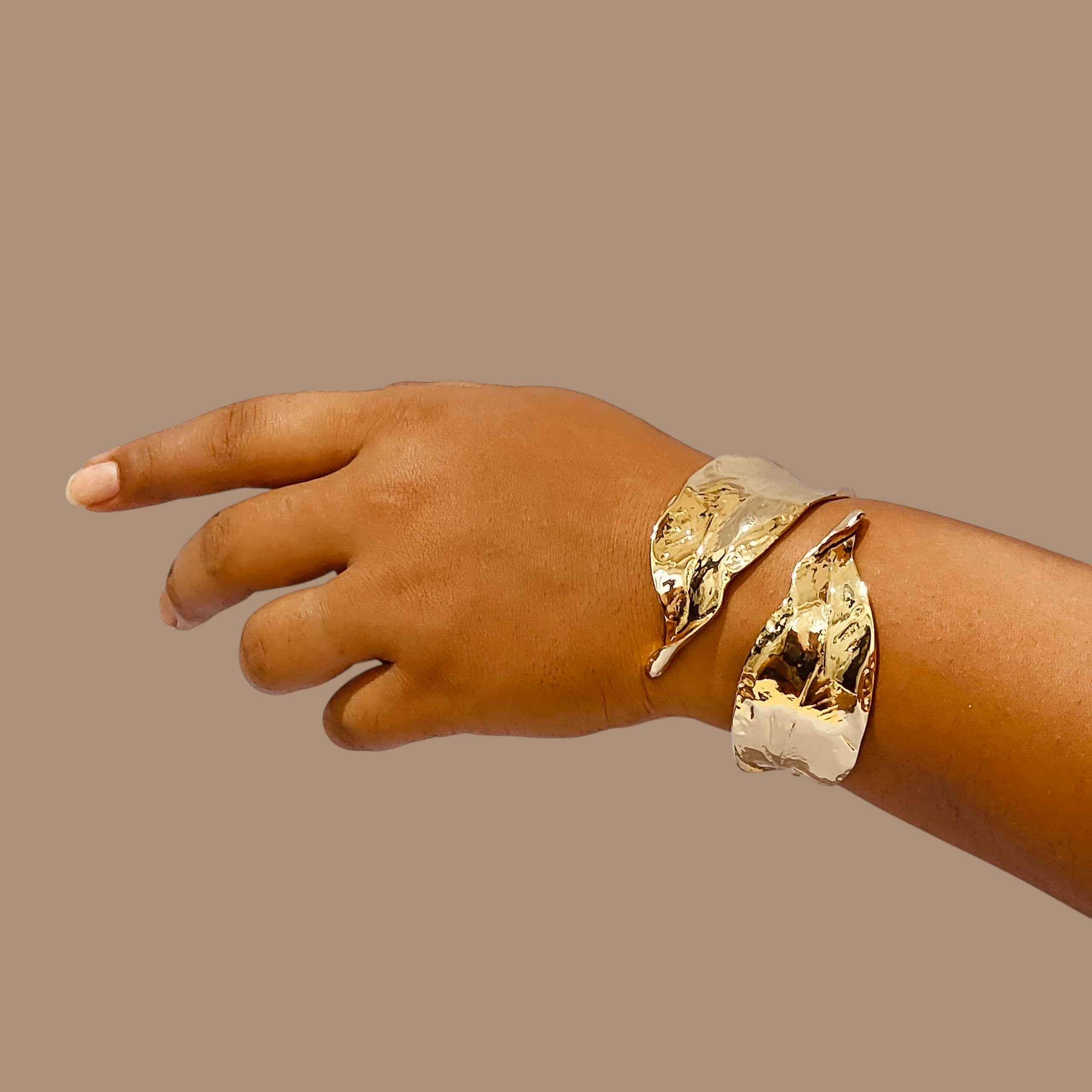 Nature-Inspired Gold Cuff Bracelet