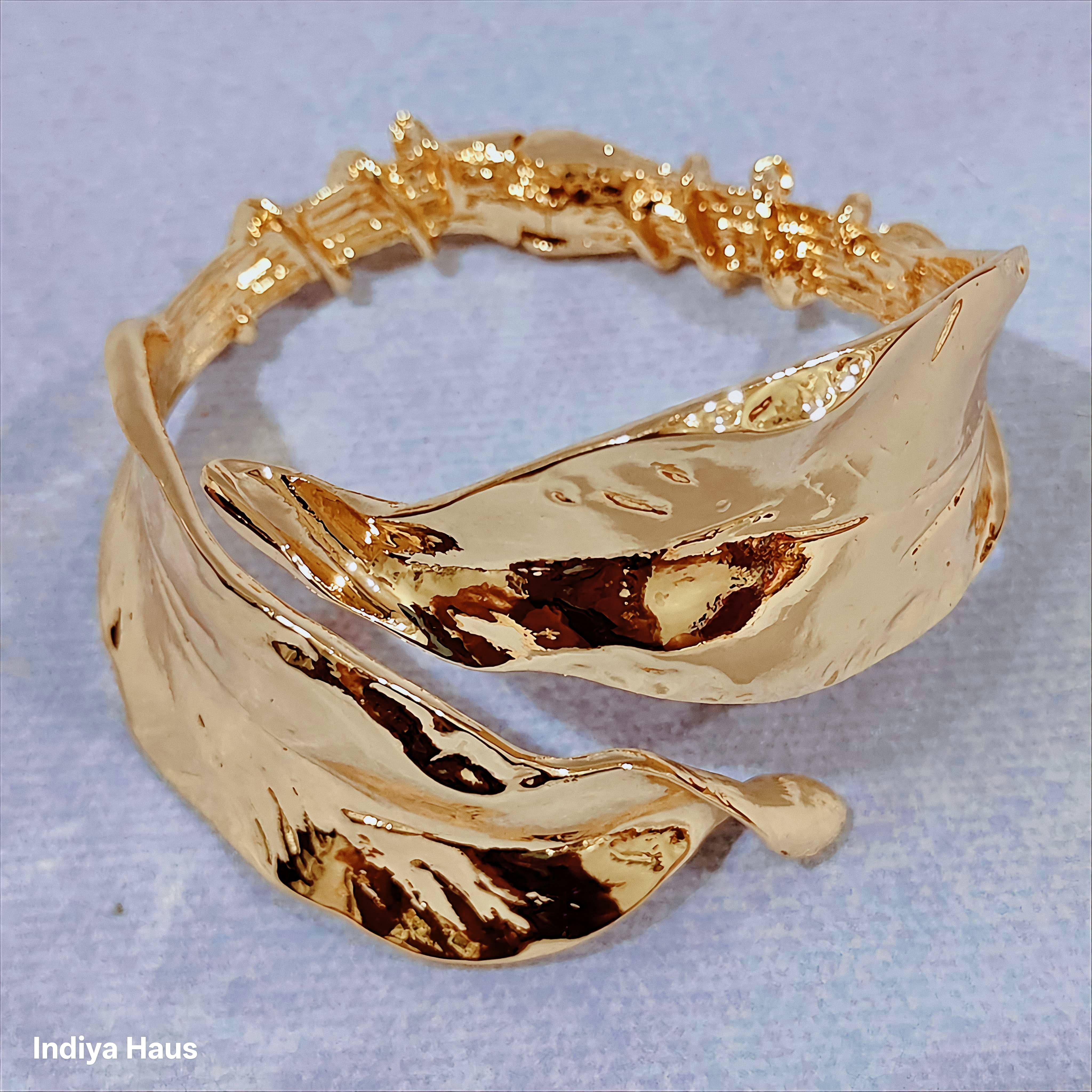 Nature-Inspired Gold Cuff Bracelet