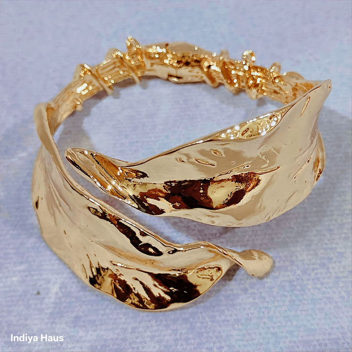Nature-Inspired Gold Cuff Bracelet