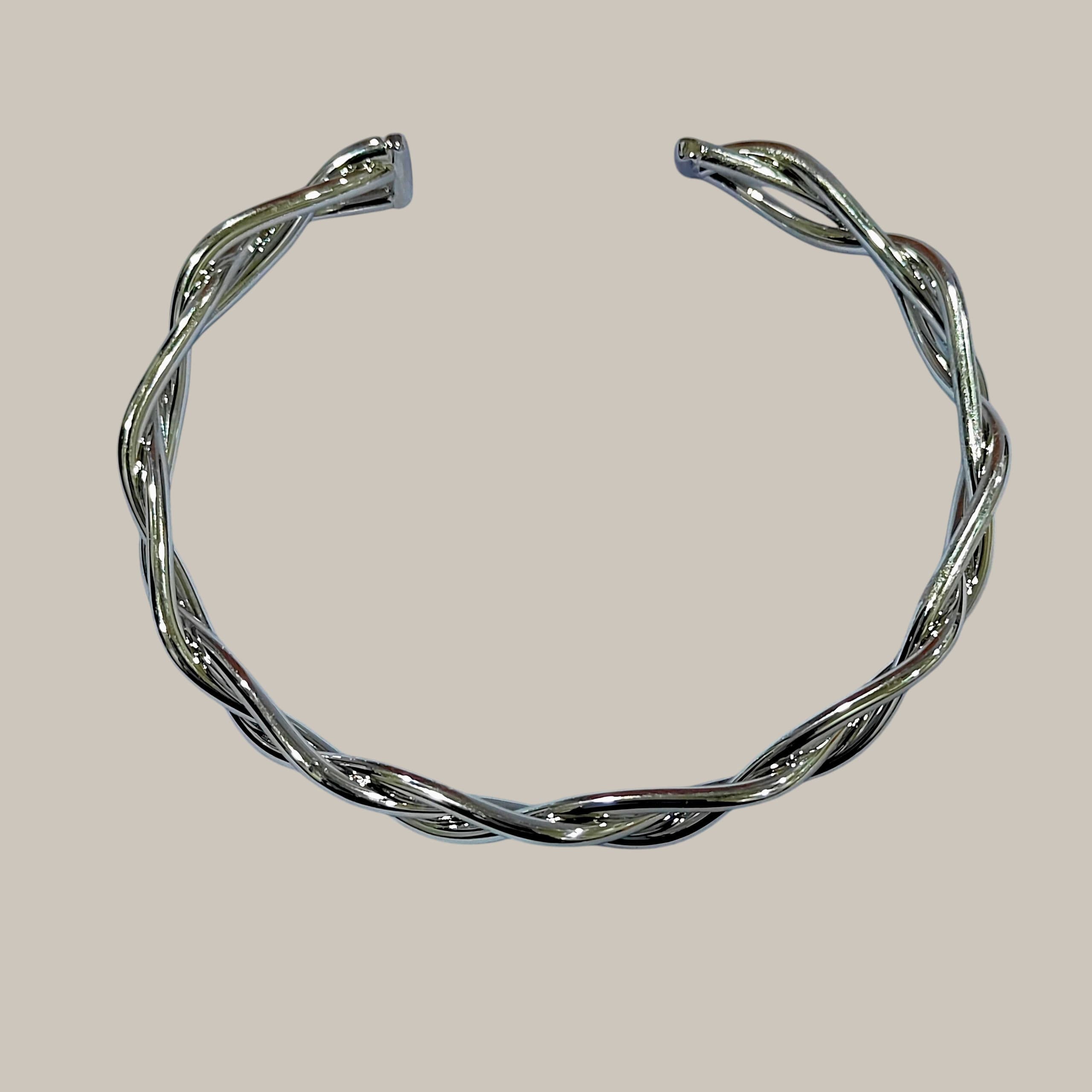 Braided Silver Cuff Bracelet