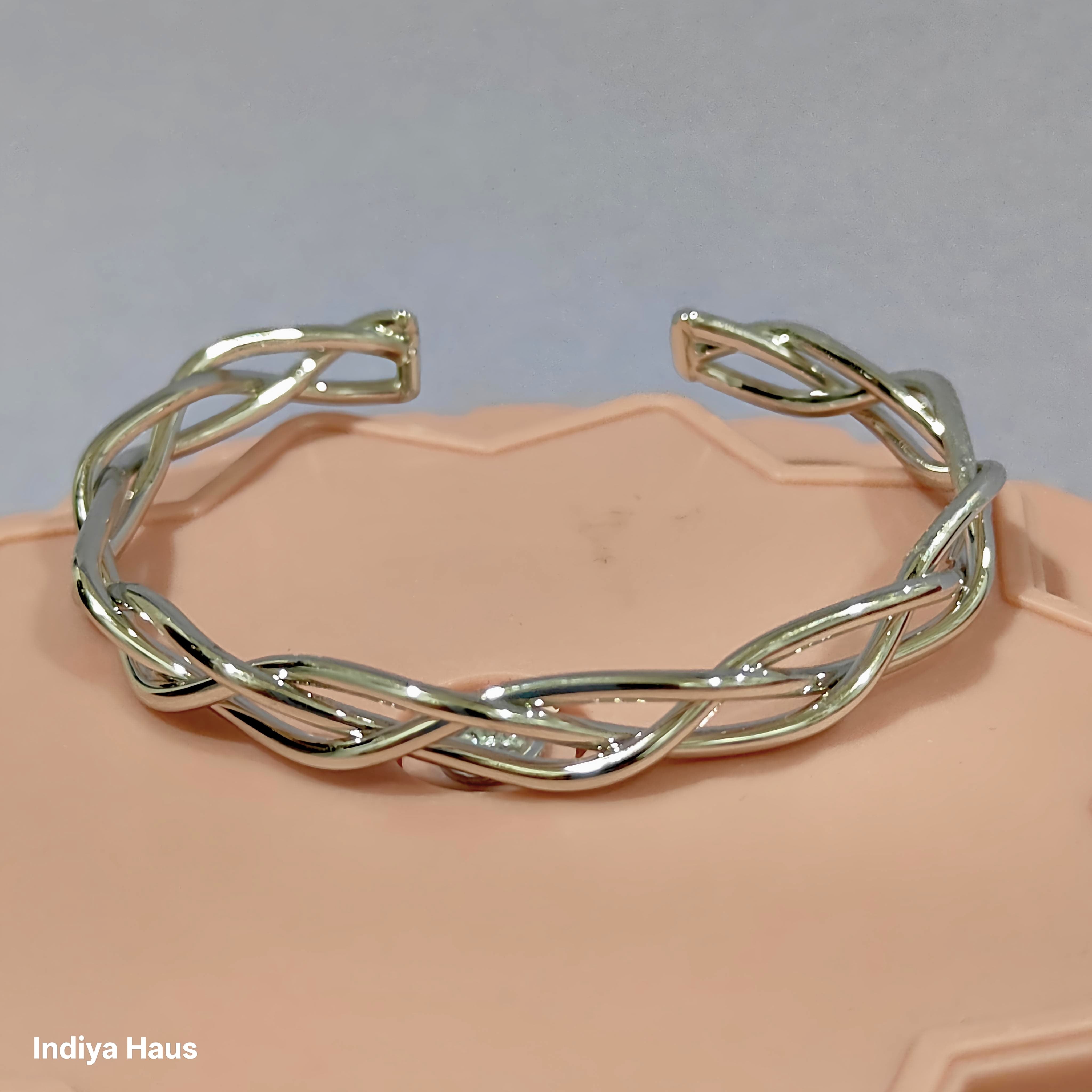 Braided Silver Cuff Bracelet