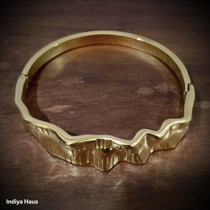 Textured Abstract Gold Bracelet