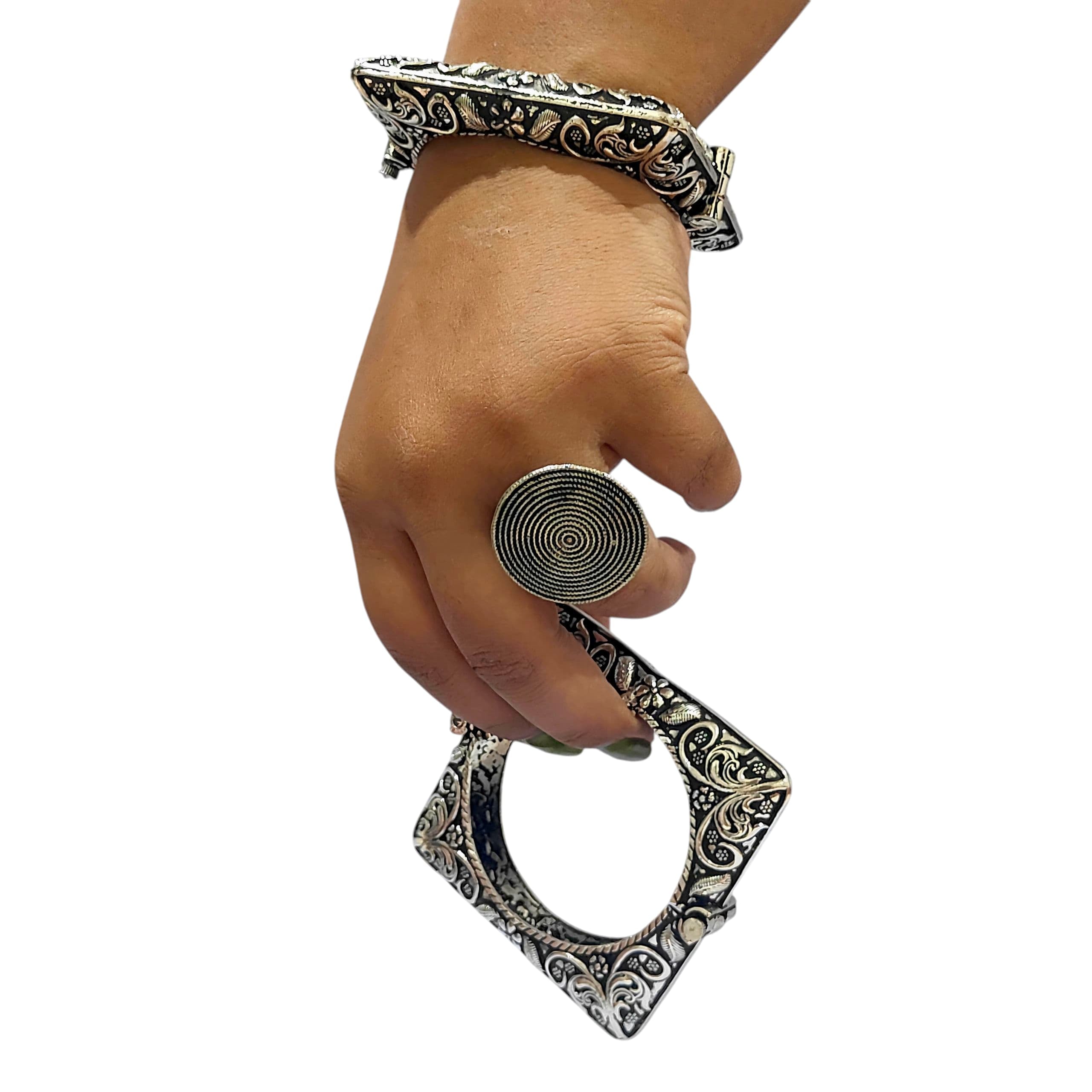 Oxidized Silver Square Bangles