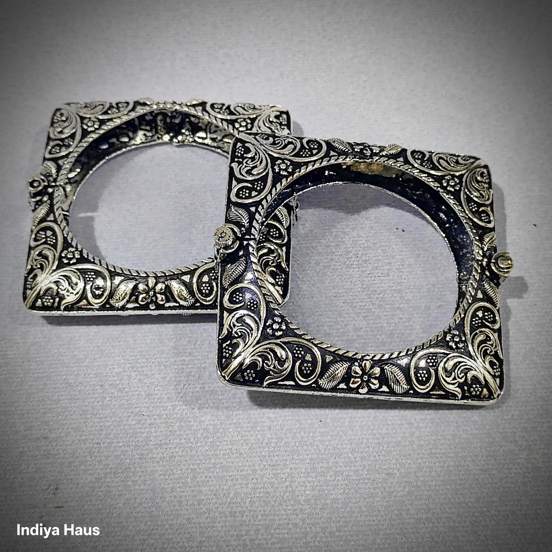 Oxidized Silver Square Bangles