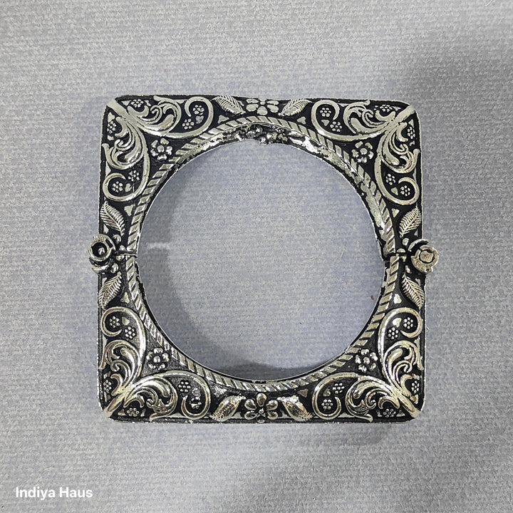 Oxidized Silver Square Bangles